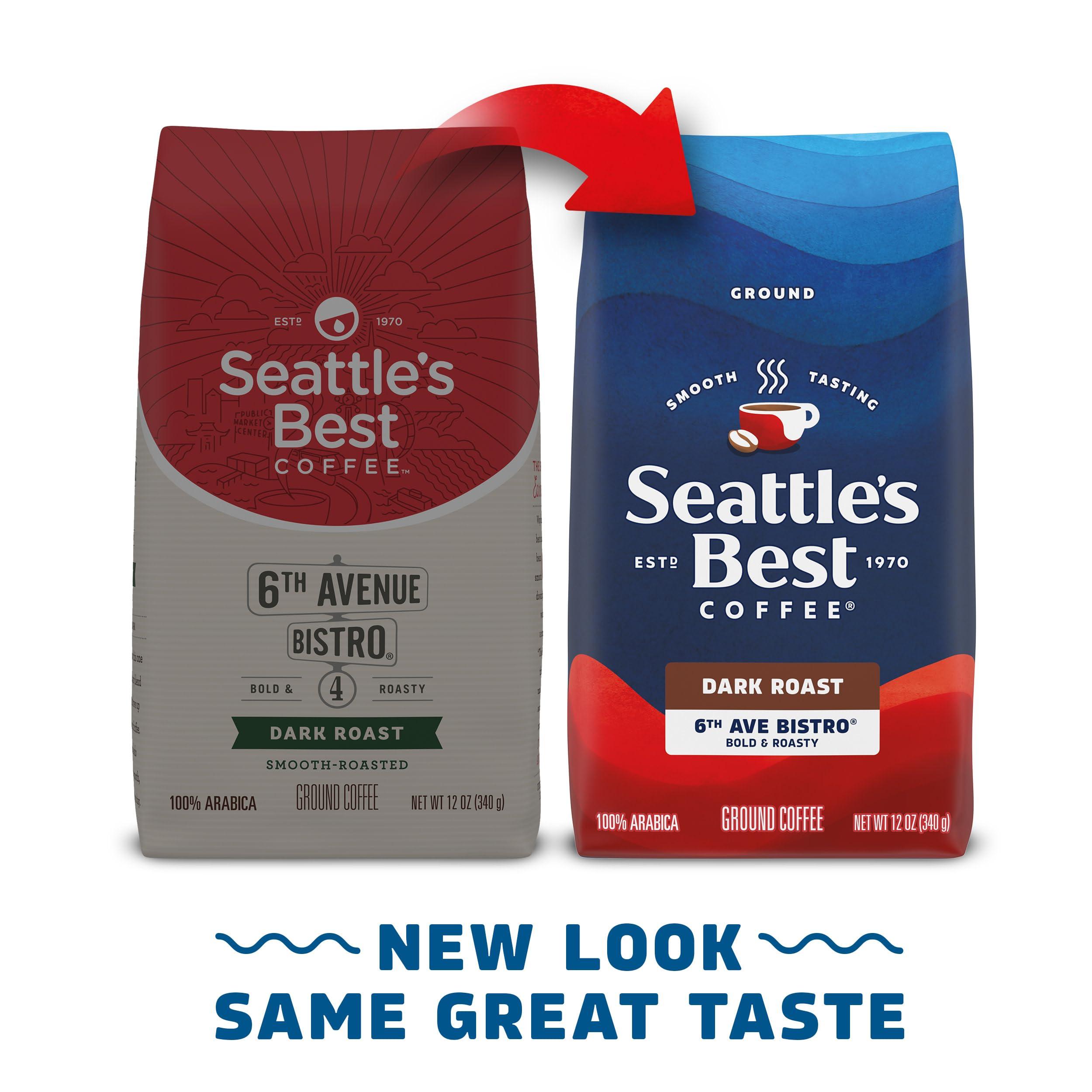 Seattle's Best Coffee Seattles Best Coffee, Dark Roast Ground Coffee, 6th Ave Bistro, 100% Arabica, 6 Bags (12 oz Each)
