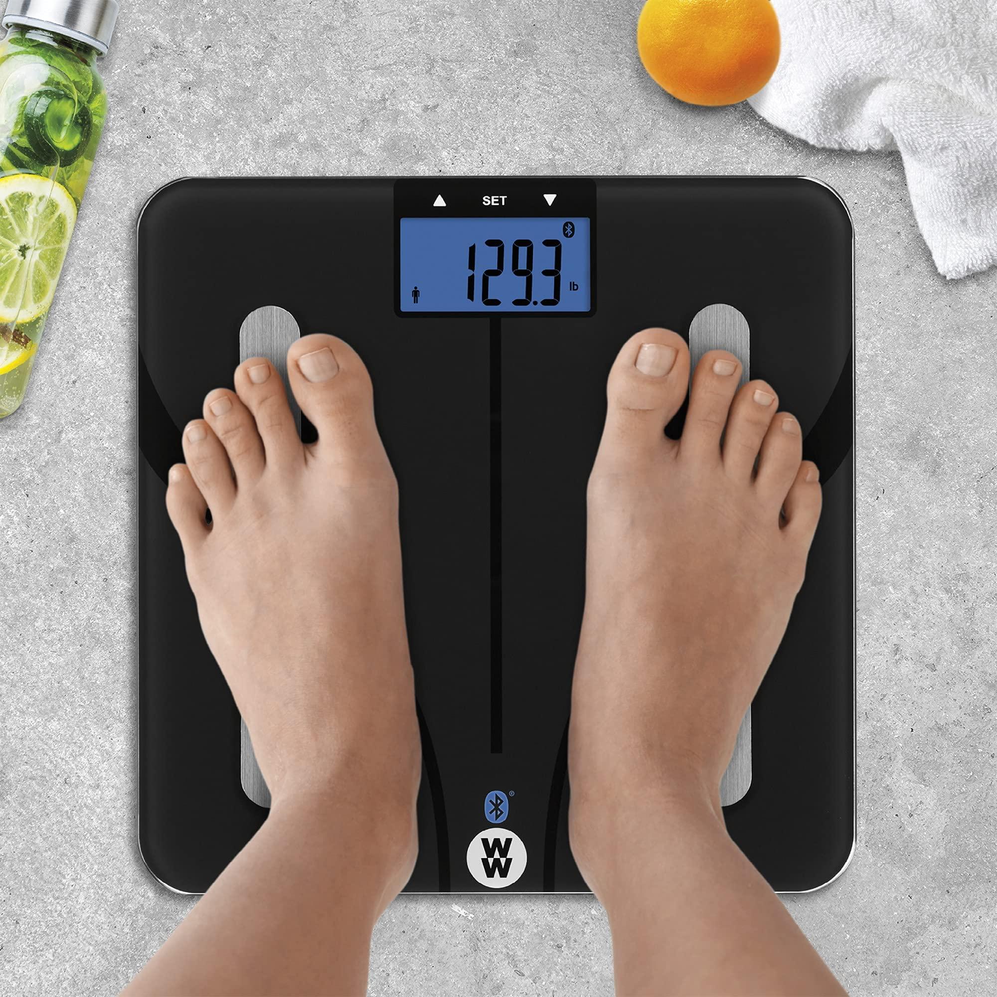 Conair Weight Watchers Scales by Conair Smart Scale for Body Weight, Digital Bluetooth Smart Bathroom Scale with Body Fat, Muscle, and BMI in Black