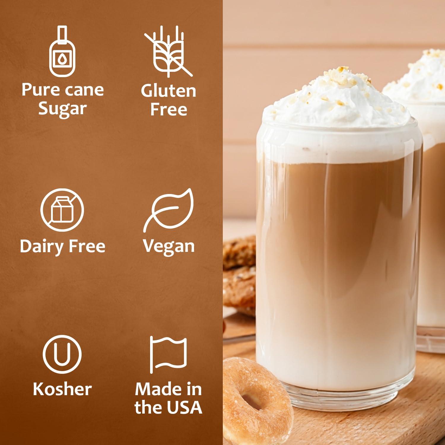 SYRUVIA Syruvia Glazed Donut Coffee Syrup - 25.4 fl oz Premium Coffee Flavoring Syrup - Kosher Coffee Syrups, Gluten Free, No Coloring, Perfect for Drinks, Soda, Shakes, Desserts, and More With Pump