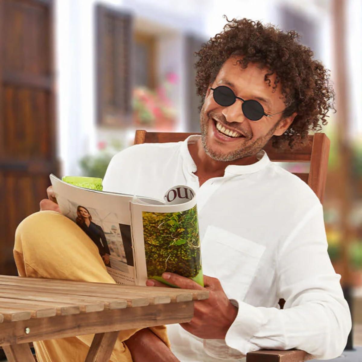 Always With You ThinOptics Bundle - Reading Glasses and Sunglasses with Cases - Ultra Thin, Durable, Lightweight - Round Black 2.5x