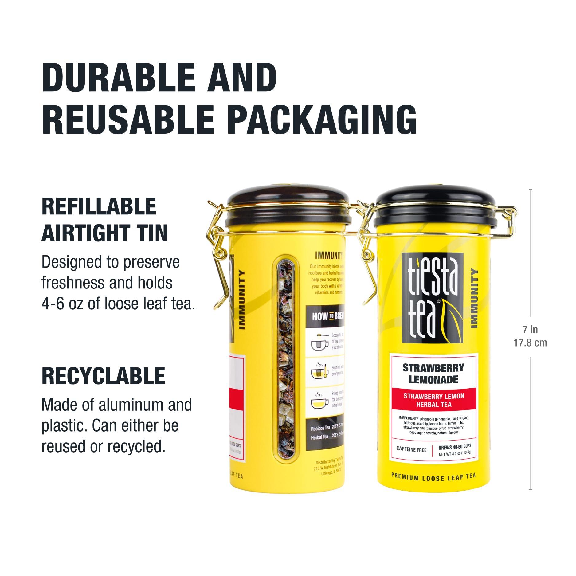 Tiesta Tea Tiesta Tea - Strawberry Lemonade | Strawberry Lemon Herbal Tea | Premium Loose Leaf Tea | Non-Caffeinated Fruit Tea | Make Hot or Iced Tea & Brews Up to 50 Cups - 4 Ounce Refillable Tin