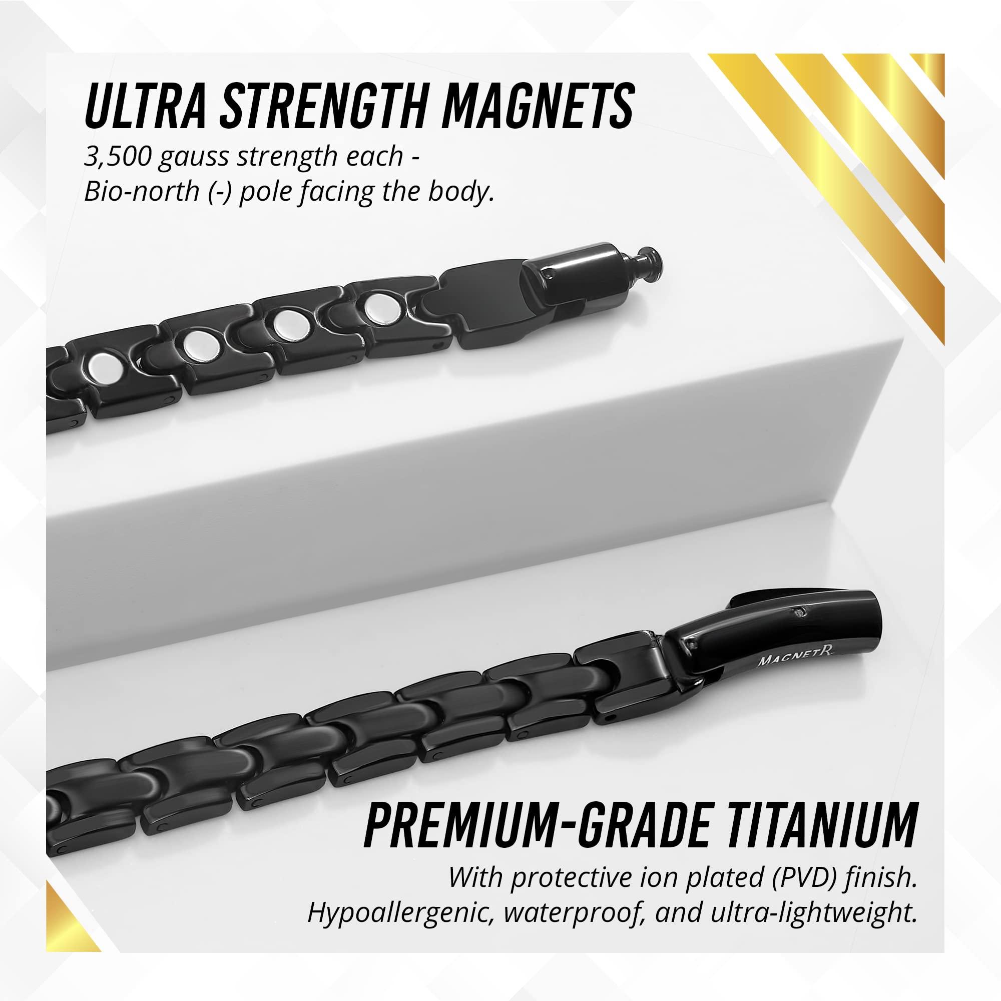 MagnetRX MagnetRX Titanium Magnetic Necklace Ultra Strength Magnetic Necklaces for Men & Women Effective Titanium Necklace with 62 Magnets (Black, 21.5 Inches)
