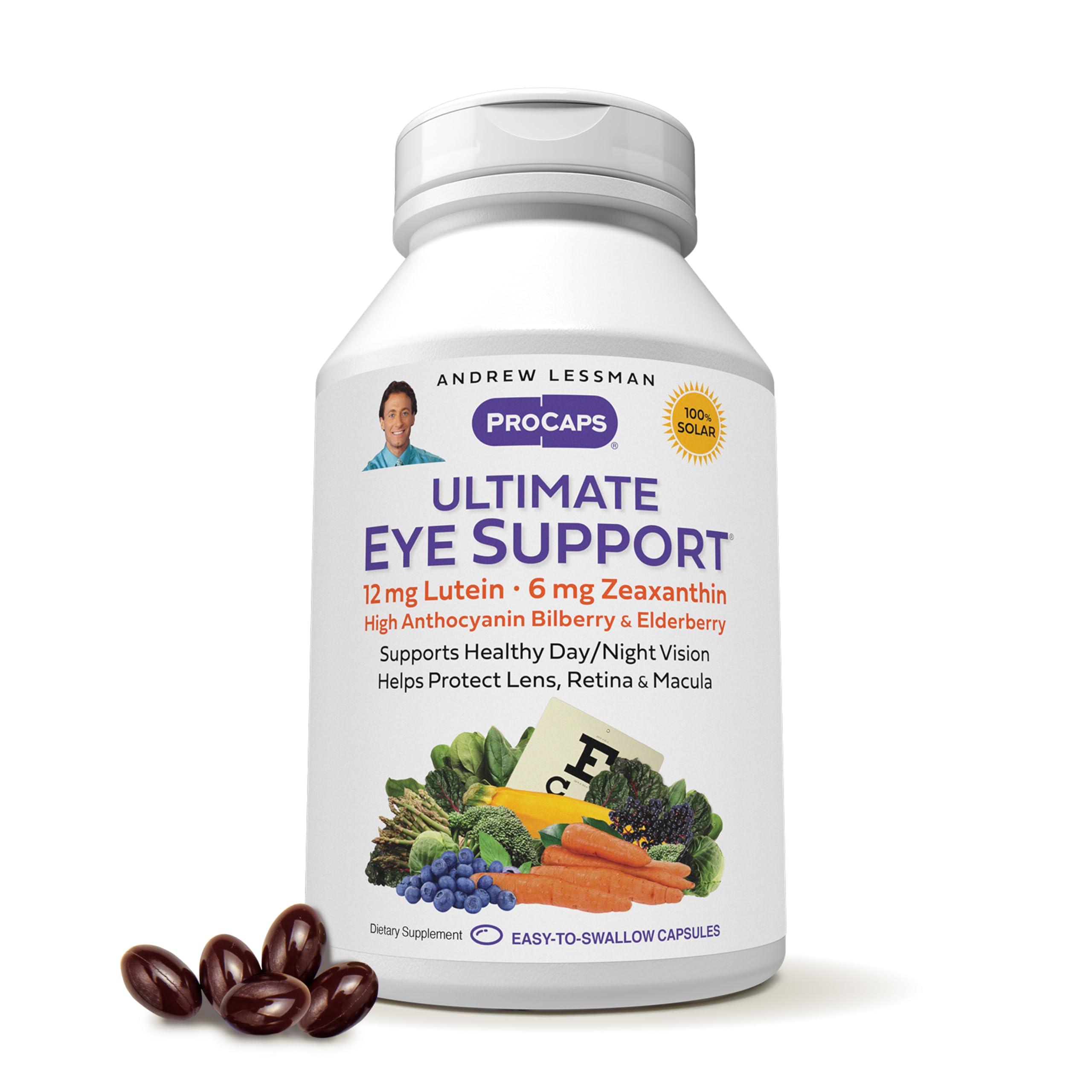 ANDREW LESSMAN ANDREW LESSMAN Ultimate Eye Support 180 Softgels - 12mg Lutein, 6mg Zeaxanthin, Bilberry, Key Nutrients to Support Eye Health and Promote Healthy Vision. No Additives. Easy to Swallow Softgels