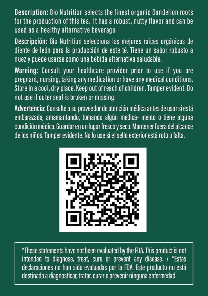 Bio Nutrition Bio Nutrition Tea Dandelion Root 30 Bag