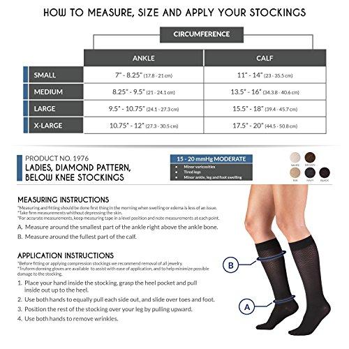 Truform Truform Women's Fit Compression Socks, Diamond Knit Pattern, 15-20 mmHg, Tan, Medium (Pack of 2)