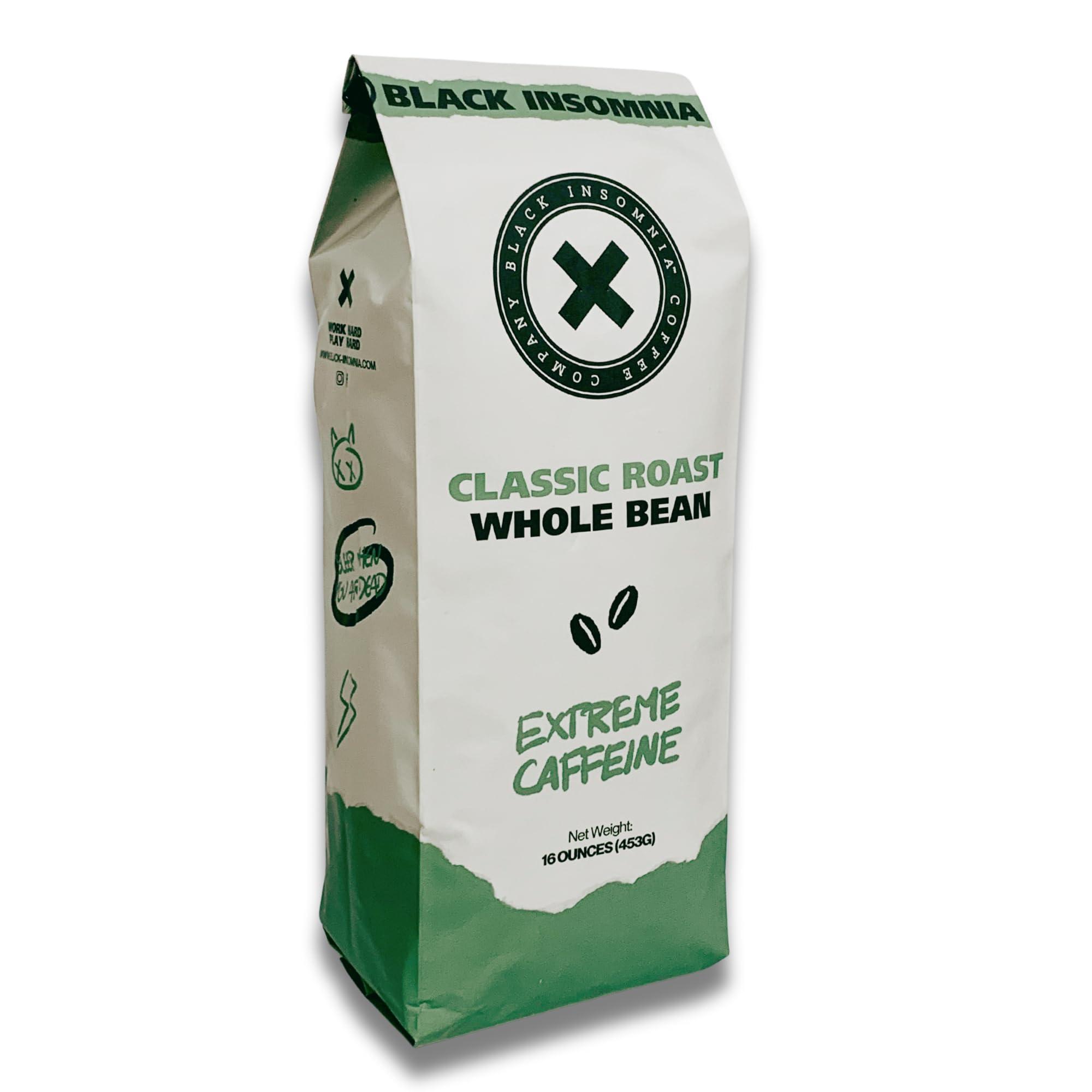 BLACK INSOMNIA COFFEE COMPANY X Black Insomnia Coffee - Extreme Caffeine - The Strongest Highly Caffeinated Coffee in the World - 1lb (Variety Pack - Whole Bean, 2 Pounds)