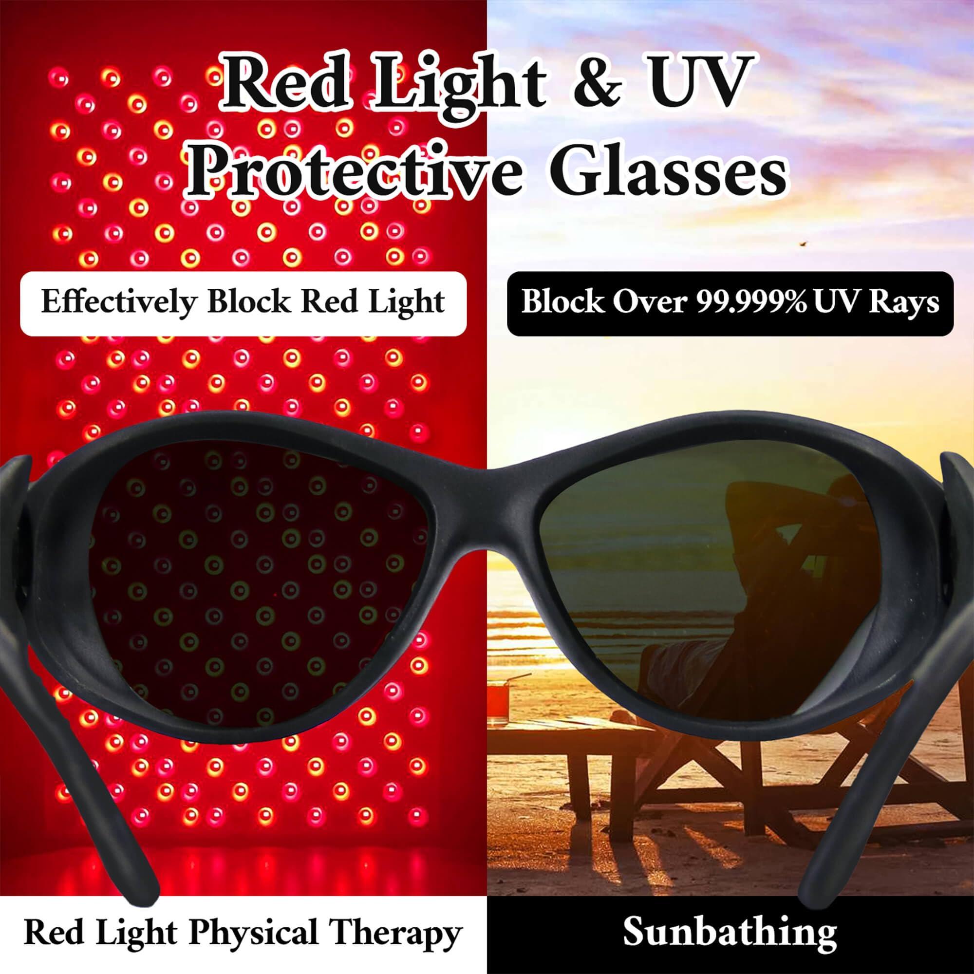 JILERWEAR Professional Red Light Therapy Glasses for Eye Protection,Infrared Goggles, LED Red&Blue Light Therapy,Premium LED Red Light Glasses for Infrared Protection&Portable Eye Care,Laser Protective Glasses