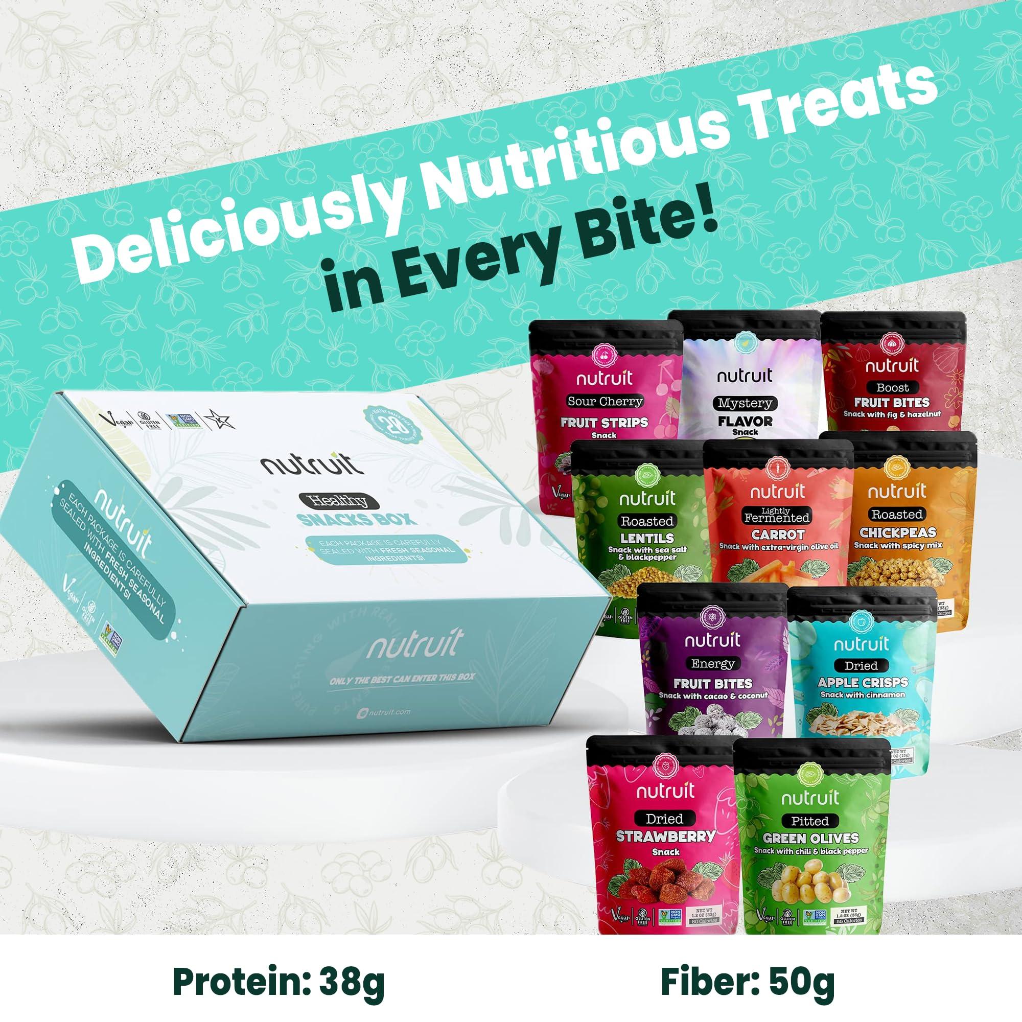 nutruit Nutruit Gourmet Healthy Snacks - 32 Pack MEGA Variety Box - Vegan, Gluten Free, Non-GMO Bulk Snacks - Kosher, High Protein, High Fiber, Plant-Based Healthy Snack - 1.2oz Packs