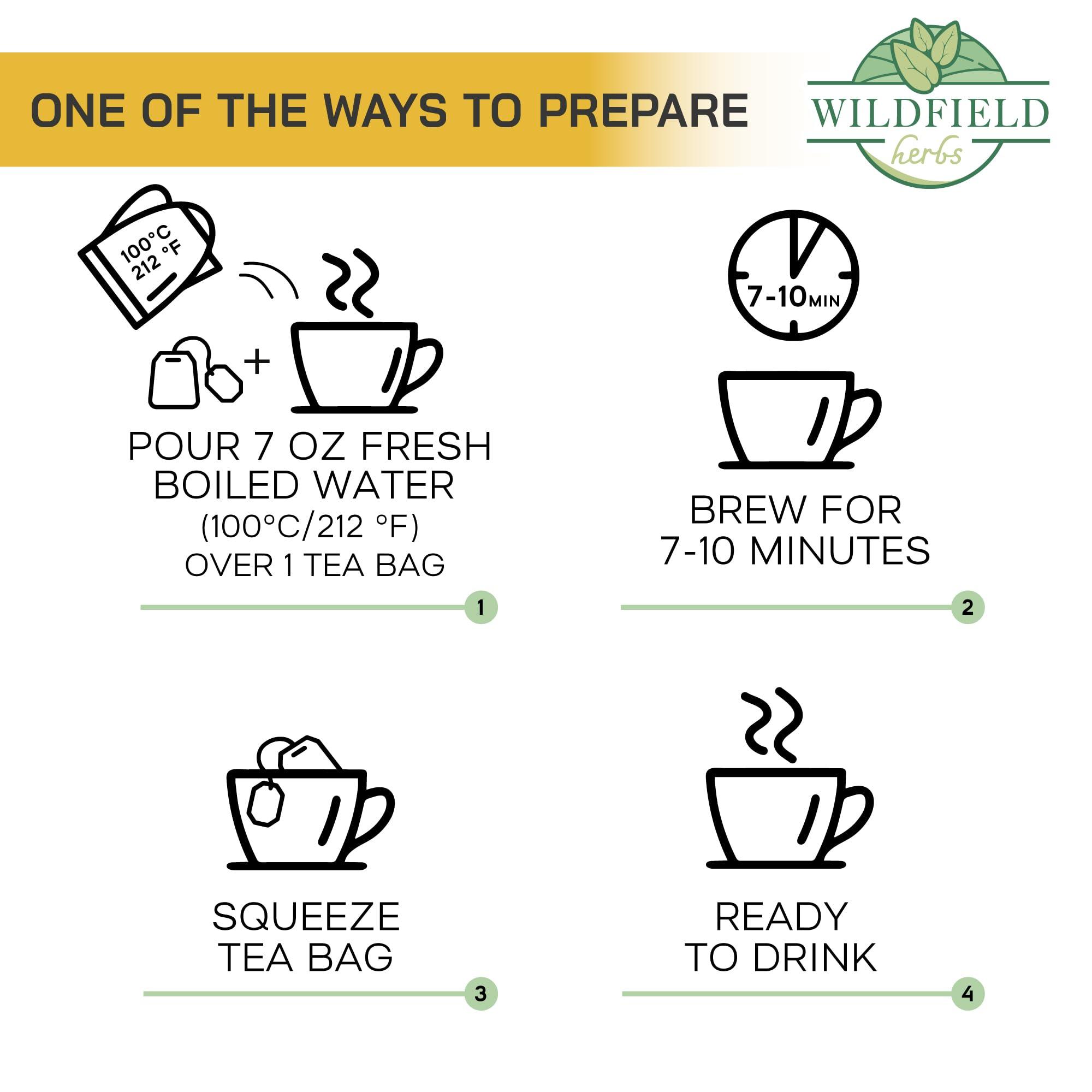 WILDFIELD HERBS 100 Ginger Tea Bags Ginger Root Tea Dry Dried Herb (Zingiber officinale) - 100 Count 1.5g Tea Bags Ginger Raz de jengibre