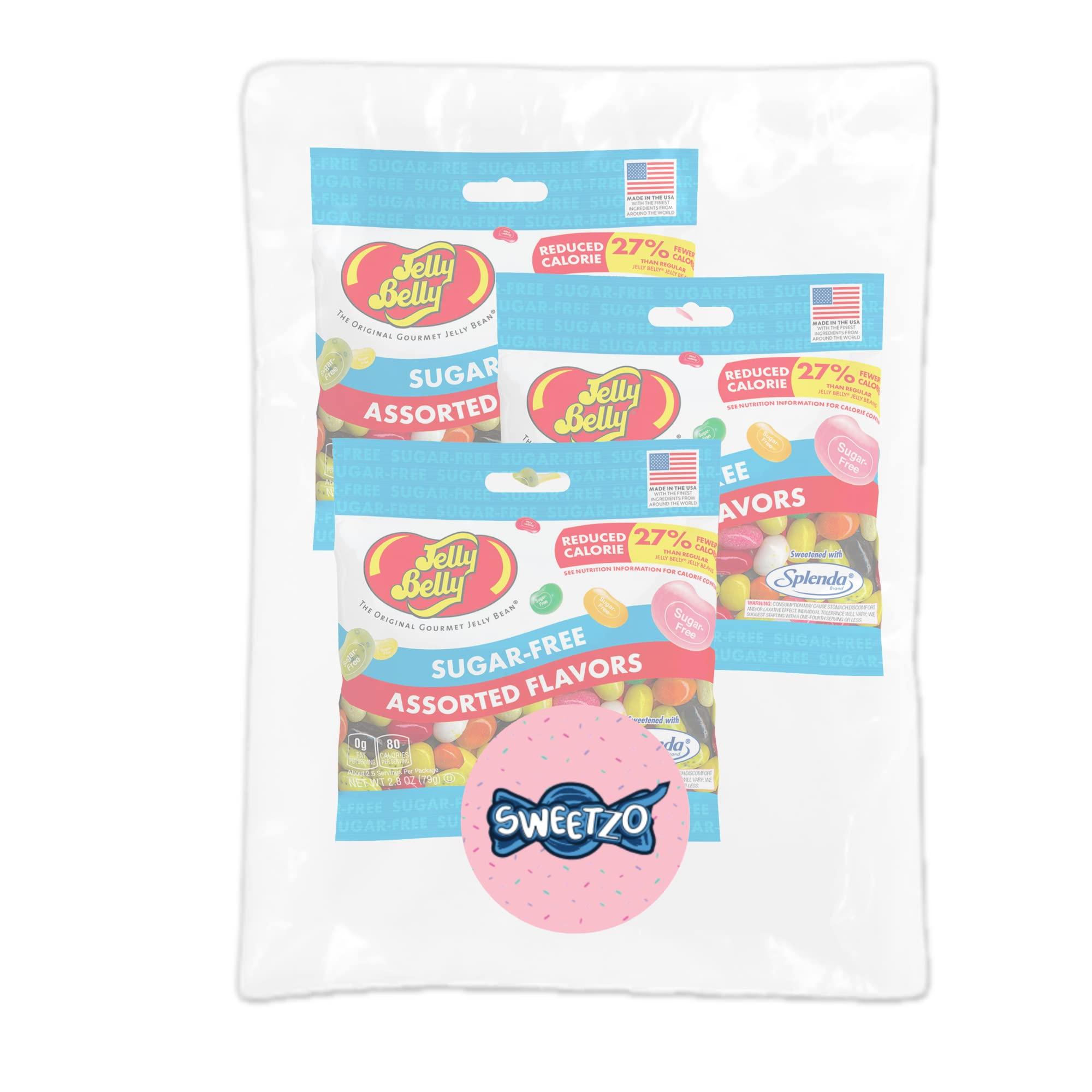Sweetzo Sweetzo Sugar Free Jelly Beans, Sugar-Free Chewy Candies in Assorted Fruity Flavors, Low Calorie Shareable Sweet Snacks - 2.8 Ounce bags (Pack of 3)