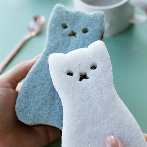 ASkinds ASkinds 8Pcs Magic Cleaning Sponge Cute Cartoon Cat Cleaning Sponge Non Scratch Dish Washing Pad Kitchen Scrubber Sponge Scouring Pad Set for Dishes Pots Pans
