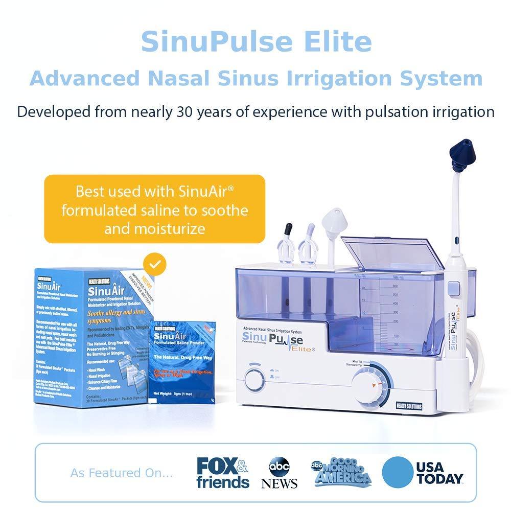 SINU PULSE ELITE SinuPulse Elite Advanced Nasal Irrigation System - Pulsating Sinus Congestion Relief & Sinus Rinse Machine, More Effective Than Neti Pot, Nose Spray or Nasal Wash Bottle, with 90 SinuAir Packets