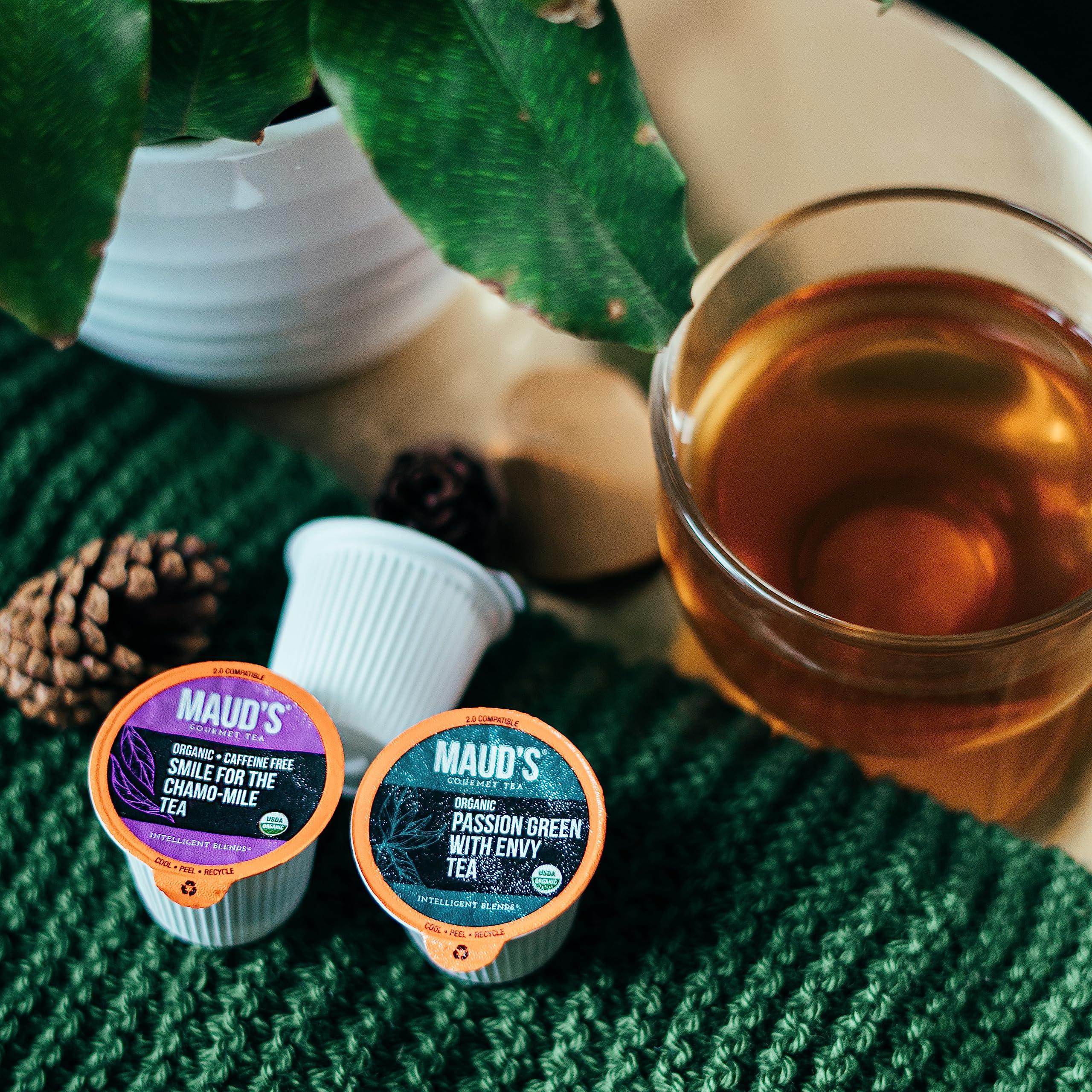 MAUD'S Maud's Organic Chamomile Lavender Tea (Smile For The Chamo-mile) 24ct. Solar Energy Produced Recyclable Single Serve Decaf Tea Pods – 100% Organic Caffeine Free Tea California Blended, KCup Compatible