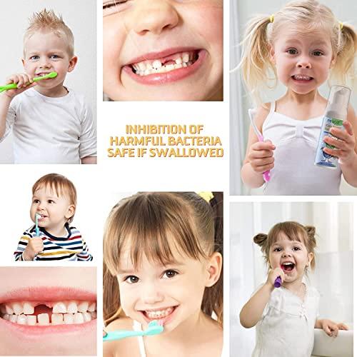 Pegciz Foam Toothpaste Kids with Fruit Flavor, Toddler Toothpaste with Low Fluoride for U Shaped Toothbrush, Foaming Toothpaste and Mouthwash for Dental Care for Children (Blueberry+Strawberry+Orange)