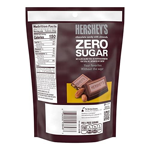 HERSHEY'S HERSHEY'S Zero Sugar Chocolate with Almonds Candy Bars, Individually Wrapped, Aspartame Free, 5.1 oz Bag