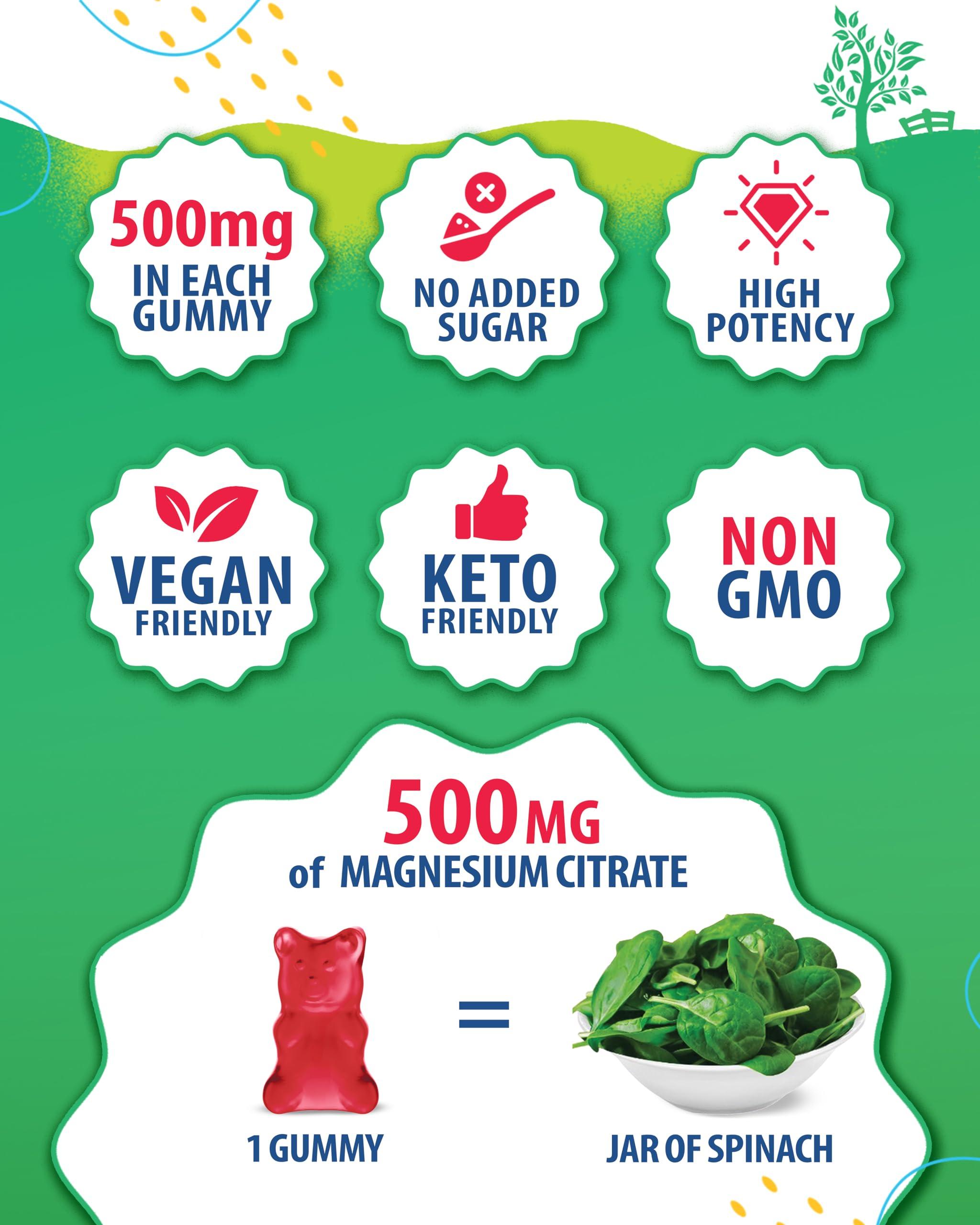 SUNNY SAM Sanny SAM Magnesium Gummies for Kids & Adults - 500mg - Calm Magnesium Chews - Magnesium Citrate Chewable Supplement for Mood & Muscle Support