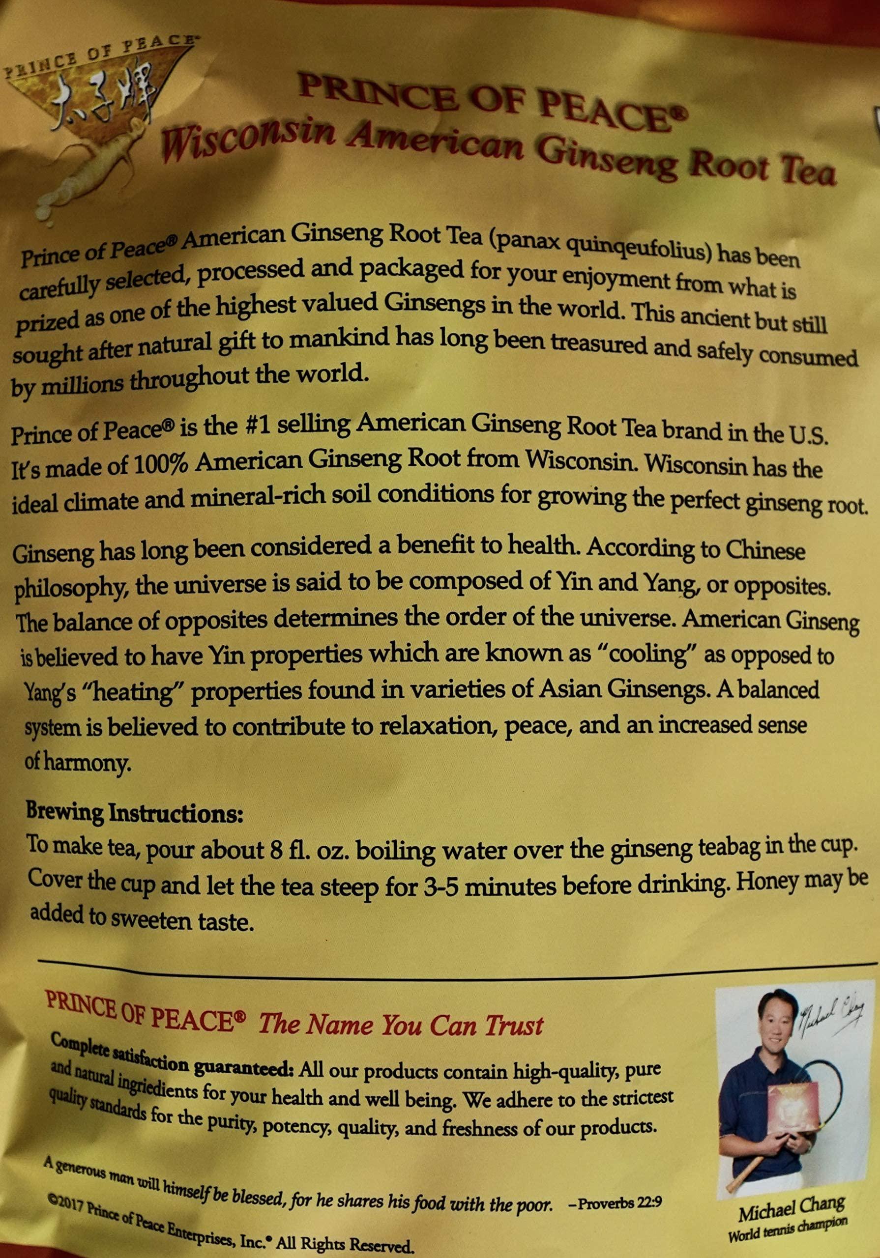 Prince Of Peace Prince of Peace 100% American Wisconsin Ginseng Root Tea, 80 Tea Bags