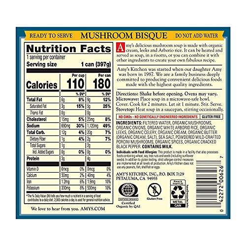 Amy\'s Amy\'s Soup, Gluten Free, Mushroom Bisque with Porcini, 14 oz