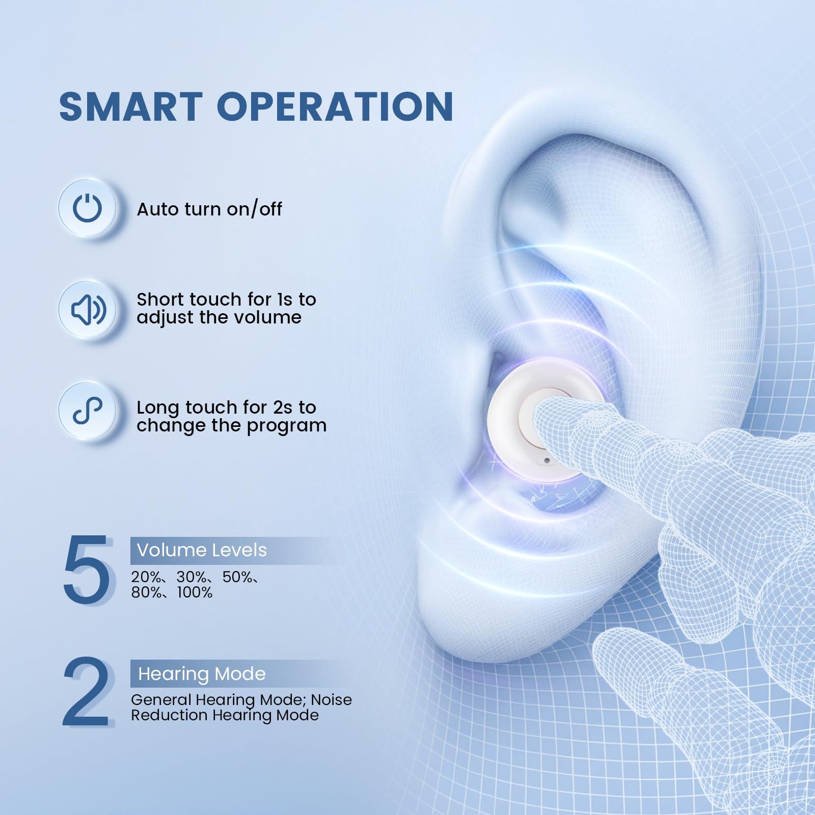 Ensothic Ensothic OTC Hearing Aids for Seniors Rechargeable Hearing Amplifier Ear Aids for Adults Light Hearing Loss with Noise Cancelling, In-Ear Small Hearing Device with Charging Case