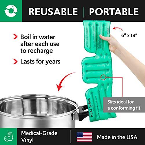 Heat Wave Made in USA: Heat Wave Instant Reusable Heat Packs- Back/Shoulder/Neck (6 x 18”), Reusable Heat Pack for Muscle Aches, Pain Relief, Click Heat