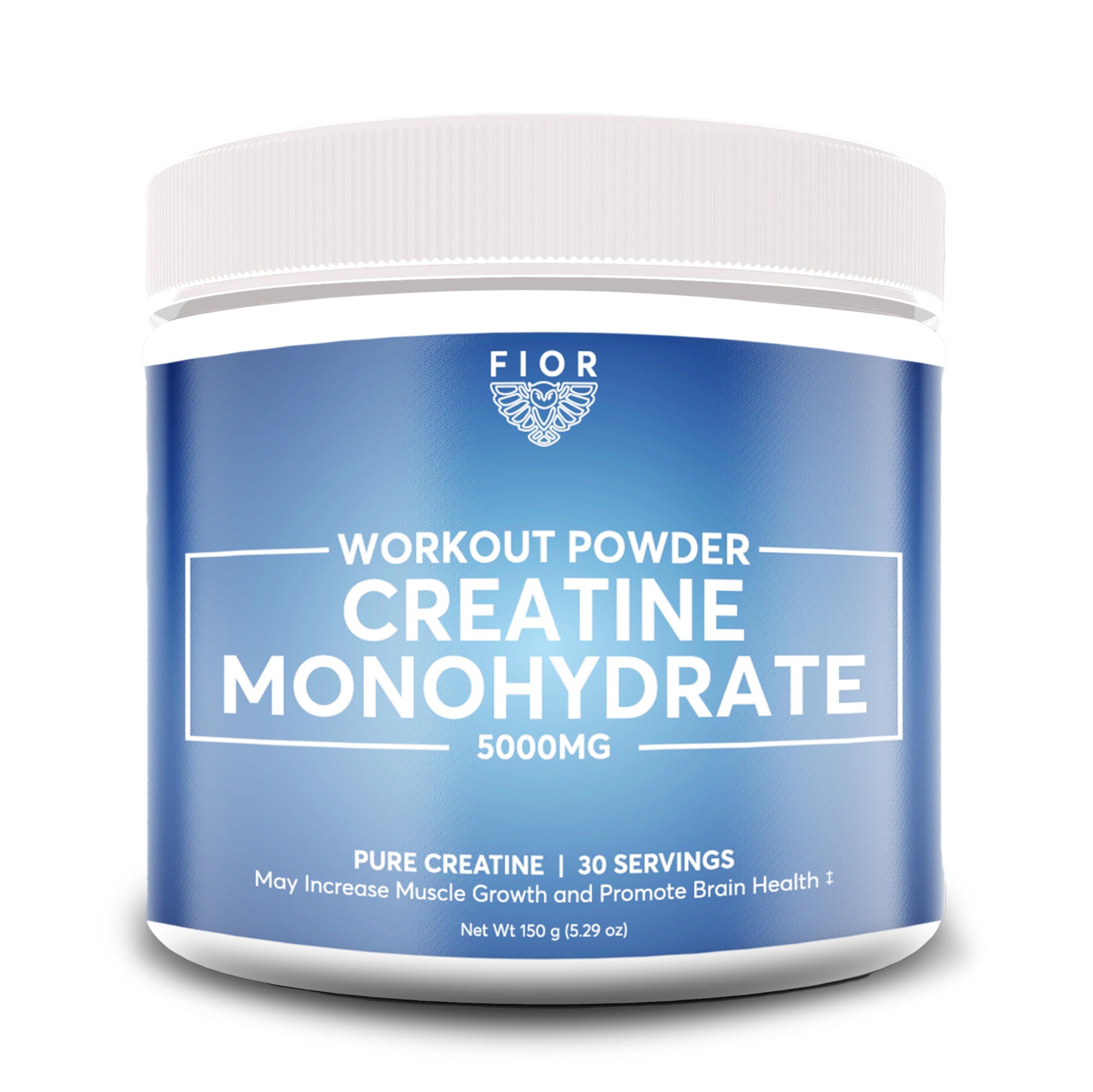 FIOR FIOR Pure Creatine Monohydrate Powder - Micronized Creatine for Men & Women, Pure Non-GMO, Vegan & Gluten Free Creatine Powder, 5 Grams per Serving, 30 Servings