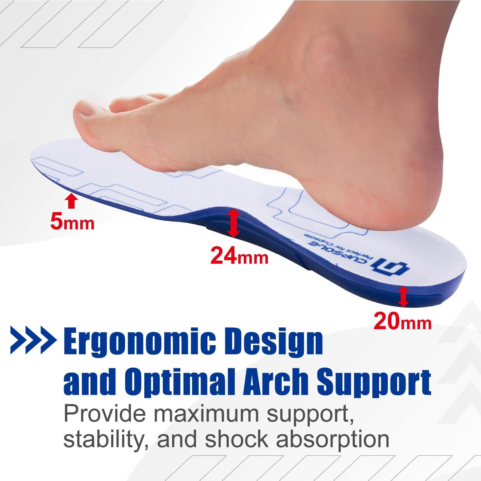 GED Skateboarding Shoe Insoles for Women, GED Sports Inserts for Skate Sneakers and Athletic Activity, Orthotic Insoles for Stability, Cushioning, Shock Absorbing, Arch Support, Protection US 6-6.5