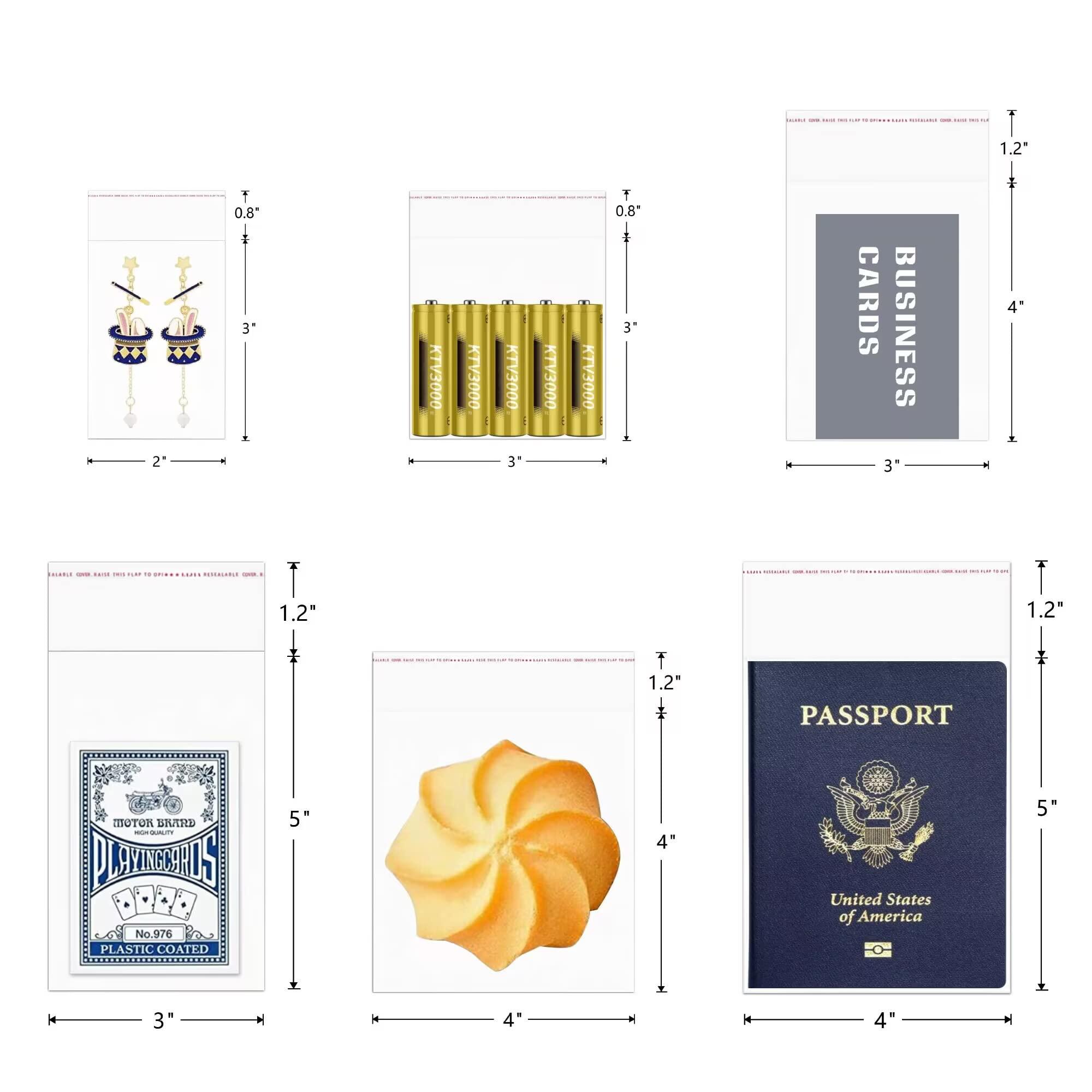 KnR Harmony Square Cello Bags 4x4" 500pcs Resealable Cellophane Bags Self Adhesive Plastic Bags for Cookie Bakery Candy Soap Cards Snacks Food Treat Gift Favor 6 Sizes to Choose from