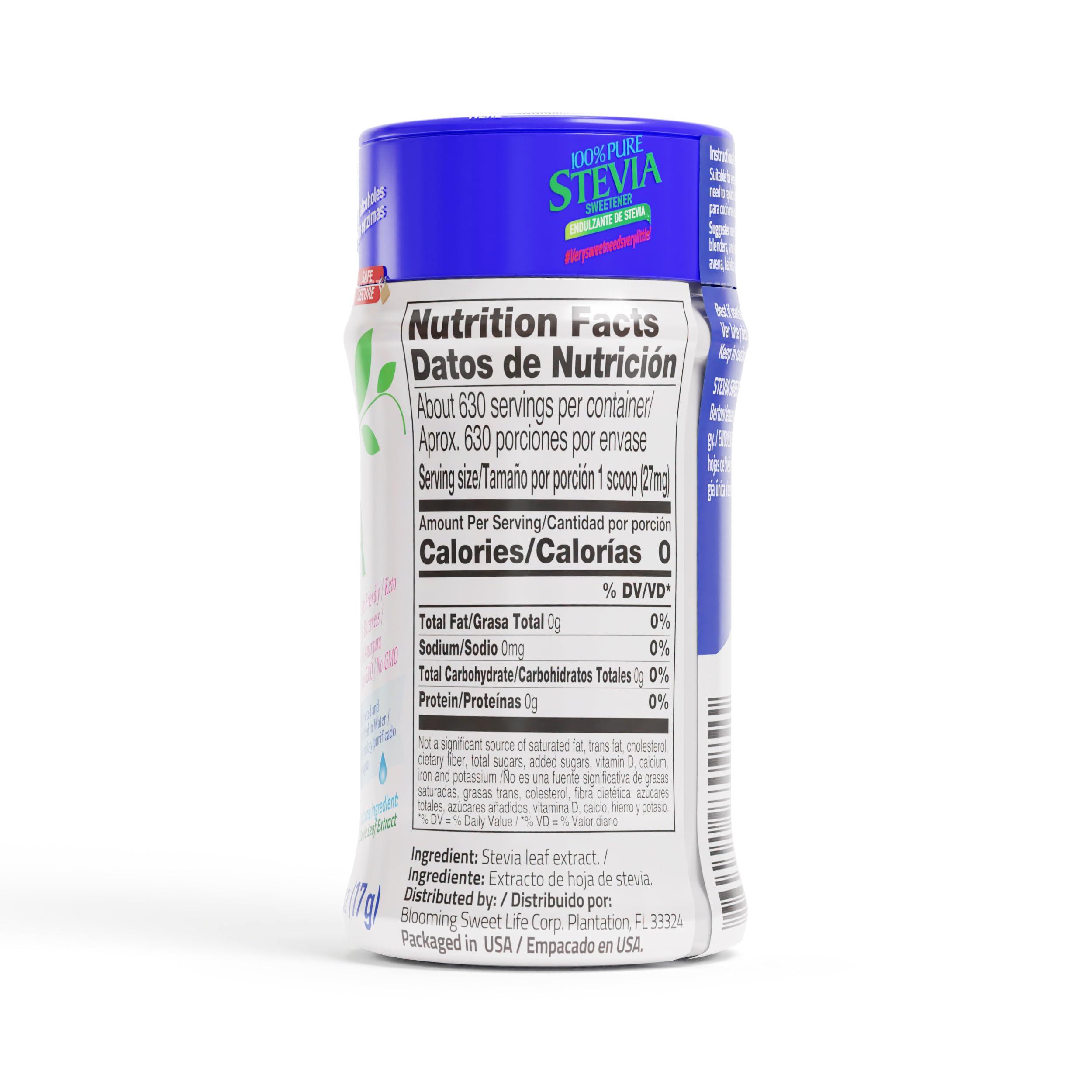 BSL BSWEETBNATURAL BSL 100% Pure Stevia Extract Powder Without Erythritol 0.6 Oz, No Artificial Sweetener, 620 Servings | Stevia No Erythritol | Zero Calorie & Keto Friendly, Pure Stevia Powder