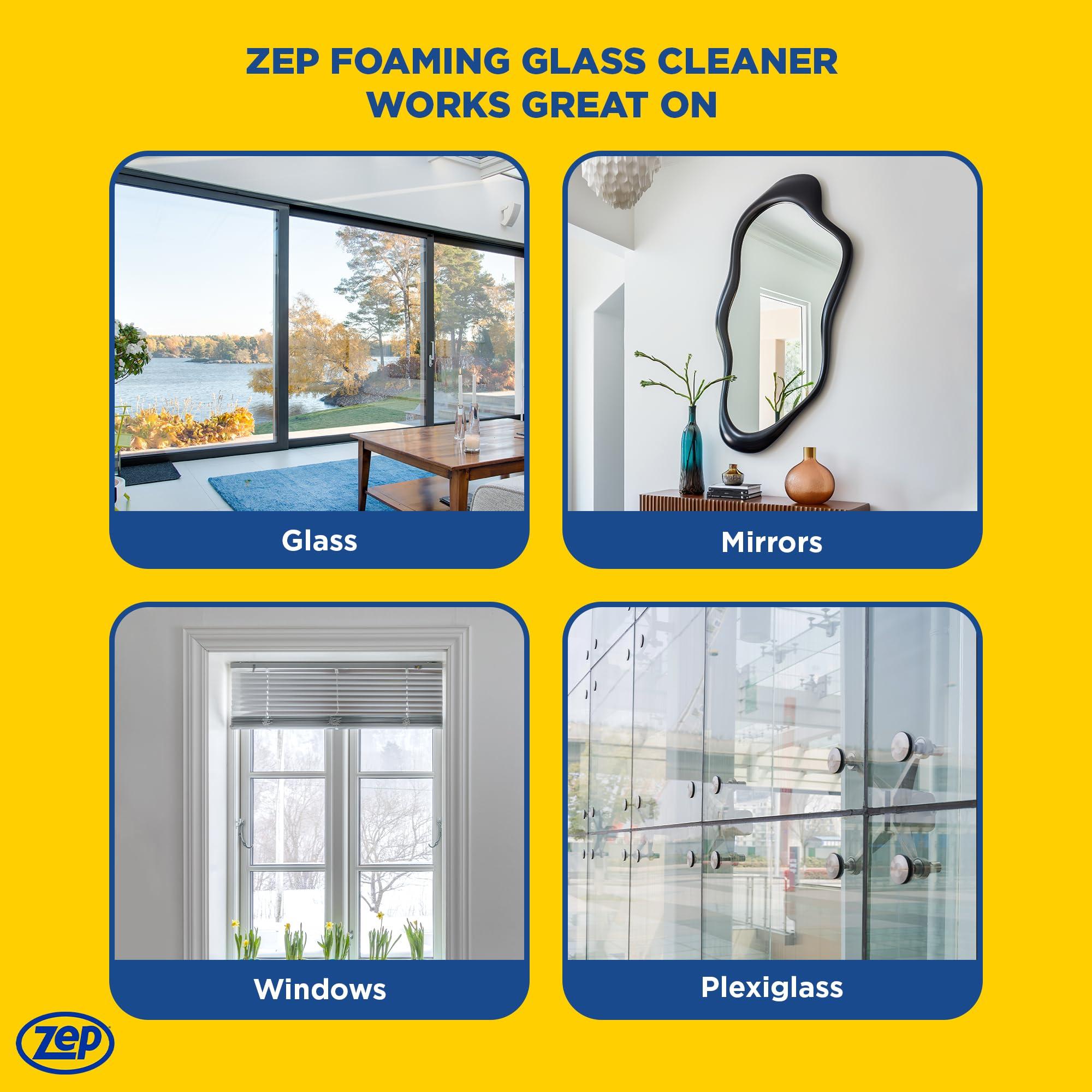 Zep Zep Foaming Glass Cleaner - 19 oz (Case of 12) ZUFGC19 - Streak-Free Professional Grade Formula that Dissolves Dirt, Fingerprints and Grime on Glass, Mirrors, Windows and Plexiglas in Home, Business,