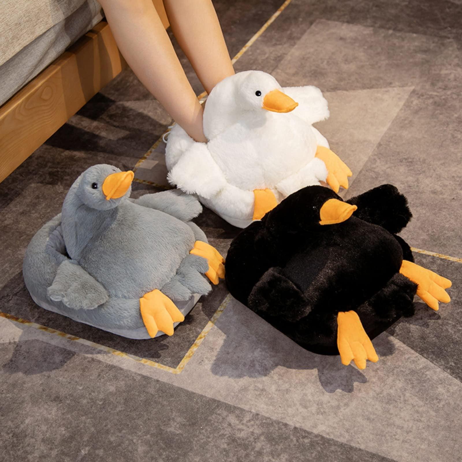 Generic Heated Feet Warmer USB Rechargeable Cute Cartoon Shape Foot Warmers Foot Heater Electric Heating Pad Winter Office Heating Shoes Foot Warmer Slippers (Grey Goose)