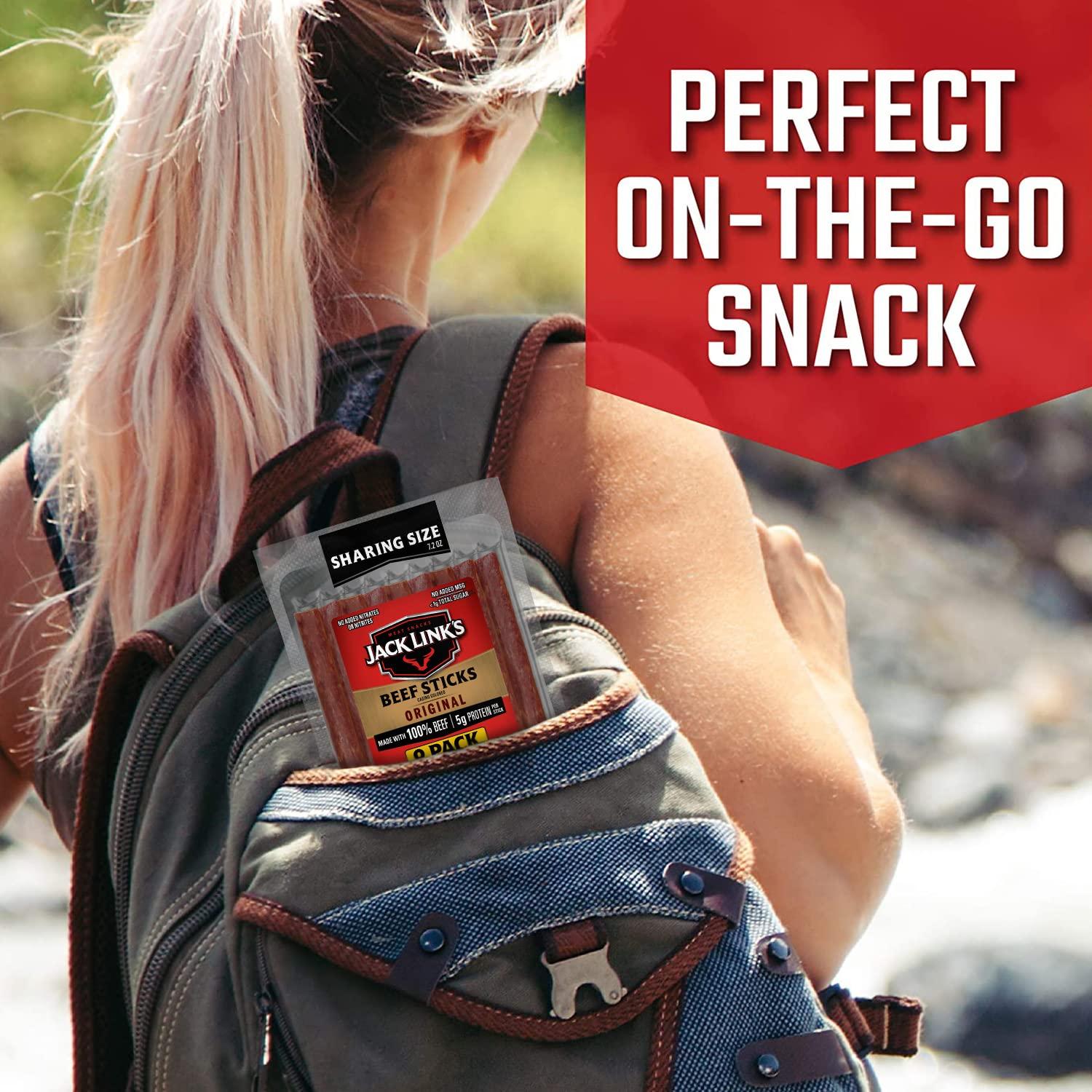 Jack Link's Jack Link's Beef Sticks, Original – Protein Snack, Meat Stick, Made with 100% Beef, No Added MSG** – 7.2 Oz.