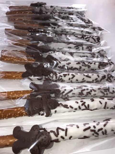 Ronita's bakery LLC Christmas theme chocolate covered pretzel Rods 12 Piece, Ronita's Bakery