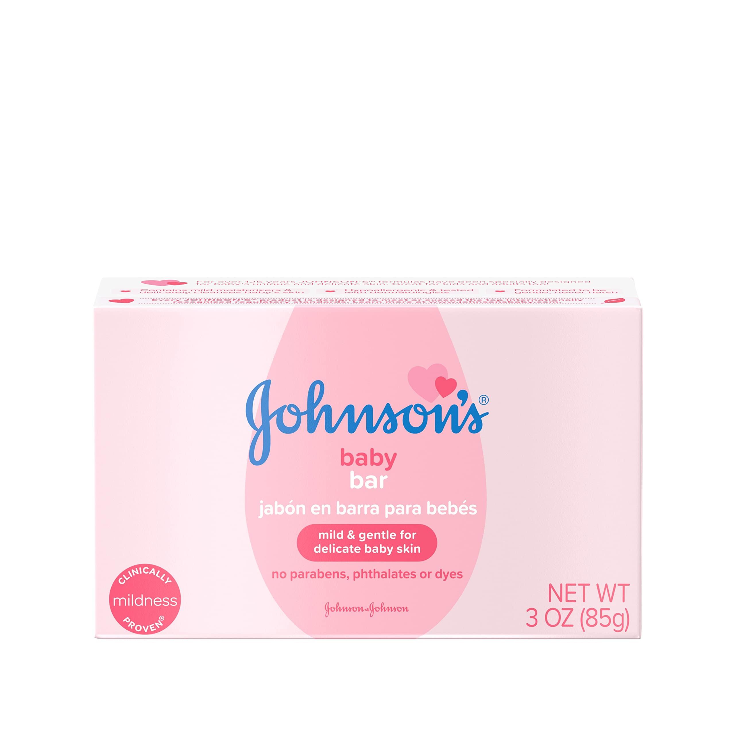 Johnson's Baby Johnson's Baby Body Soap Bar, Gentle for Baby Bath and Skin Care, Hypoallergenic and Dermatologist Tested, Paraben Free, Phthalate-Free, Dye-Free, 3 oz (Pack of 6)