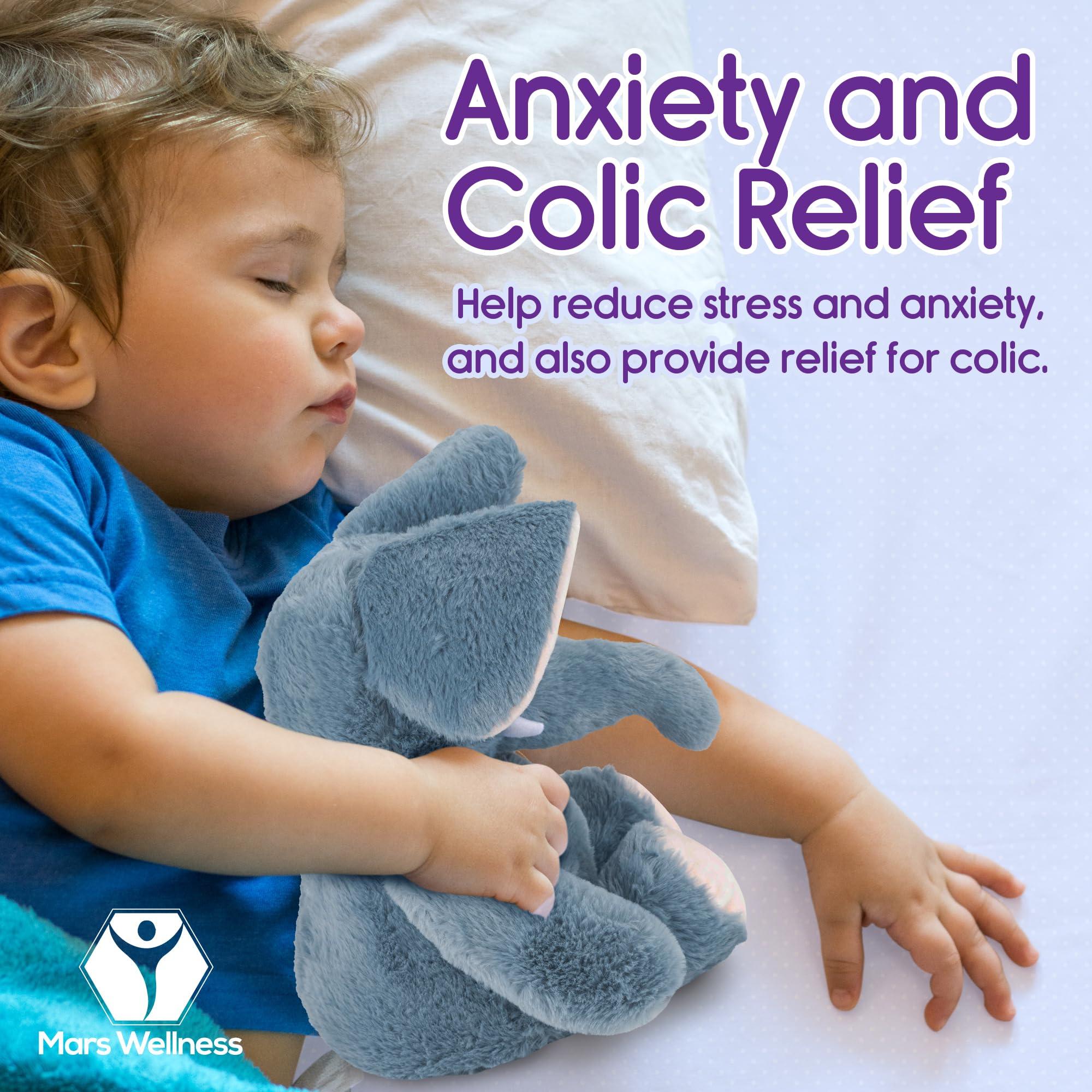 MARS WELLNESS Lavender Scented Microwavable Plush Elephant - Heated Stuffed Animals - Hot or Cold Therapy, Bedtime Buddy, Travel Companion, Anxiety and Colic Relief - Great Valentines Day Gift