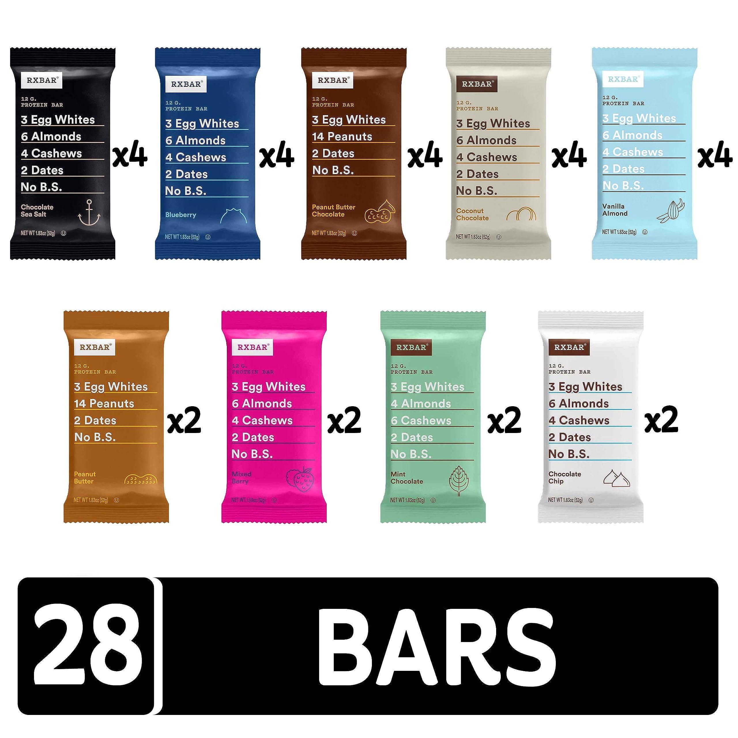 RXBAR RXBAR Protein Bars, 12g Protein, Gluten Free Snacks, Variety Pack (28 Bars)