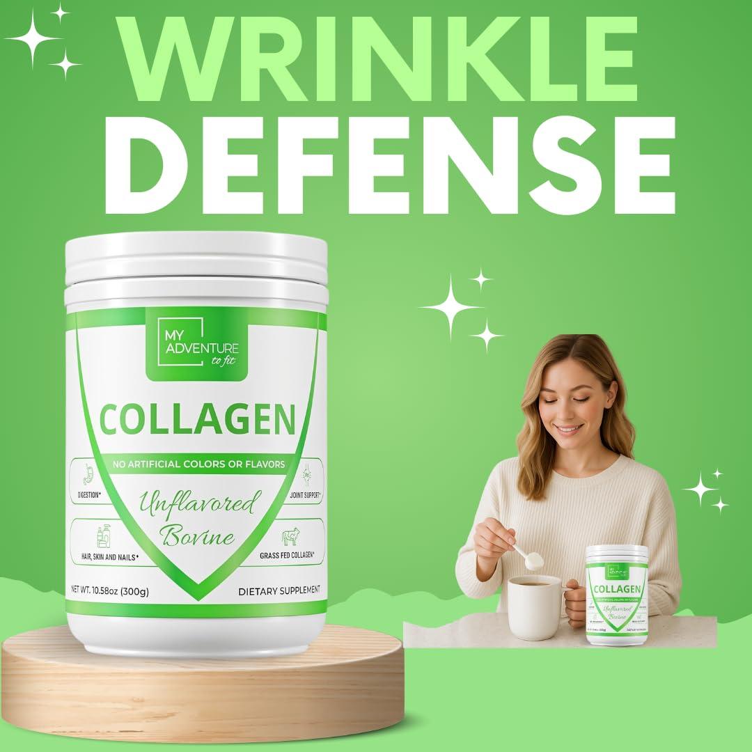 My Adventure to Fit Hydrolyzed Collagen Powder for Women - Grass Fed Collagen Powder for Muscle Growth & Collagen Protein Powder - Keto Collagen Powder for Joints & Gut Health - Unflavored Bovine 300g
