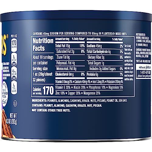 Planters PLANTERS Lightly Salted Mix Nuts, Party Snacks, Plant-Based Protein, 10 Oz Canister (Pack of 4)