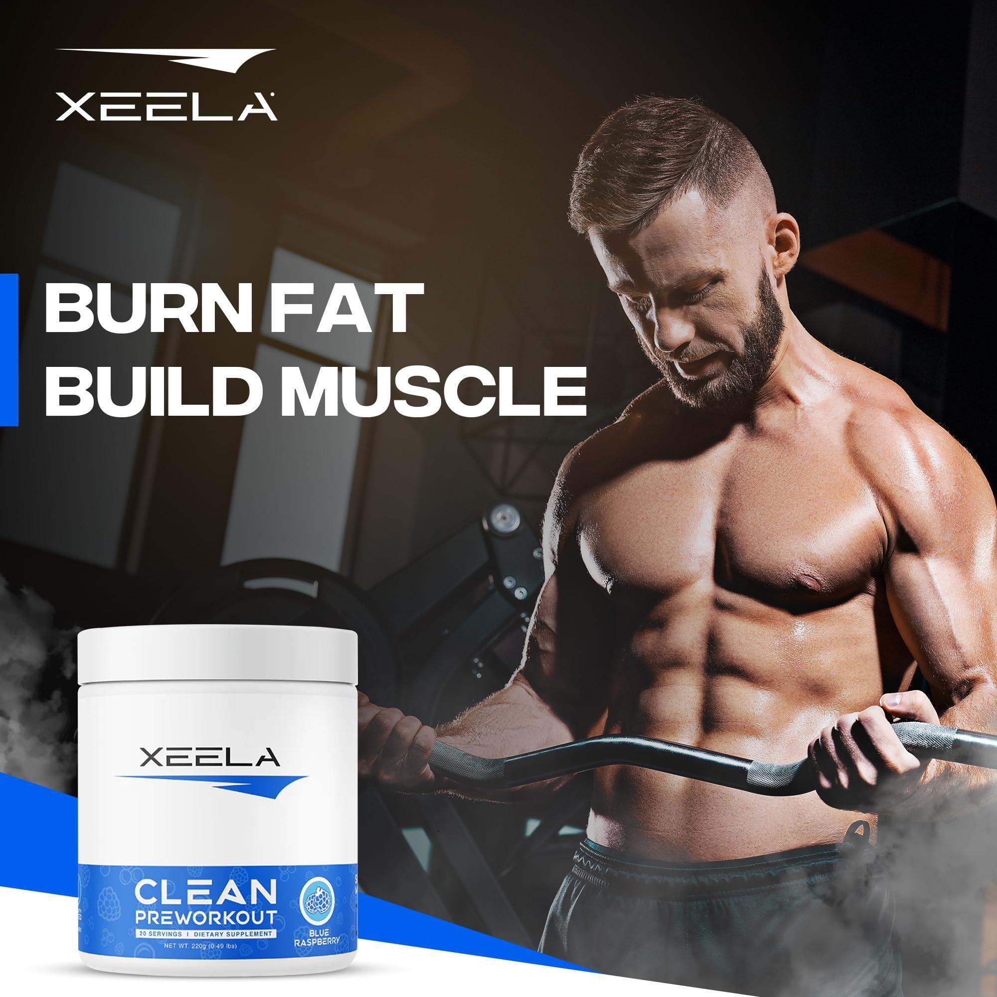 XEELA XEELA Pre Workout Powder - Clean & Tested - Jitter Free, Safe, and Natural - Increase Thermogenic Energy, Focus, and Endurance w/Creatine, Organic Caffeine, and Plant Based Citrulline (Blue Raspberry)
