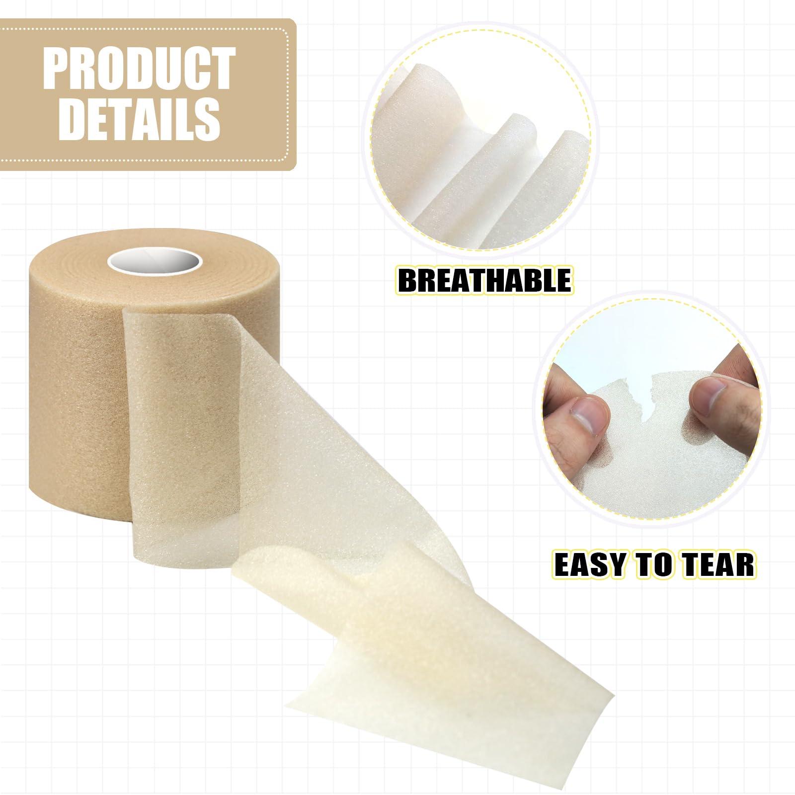 Jtshy Pre-wrap Athletic Tape,2.75 Inches X 30 Yards Roll Pre wrap Headbands for Hair Soccer,Foam Underwrap Sports Wrap for Ankles Wrists Hands Knees Elbows (Beige)