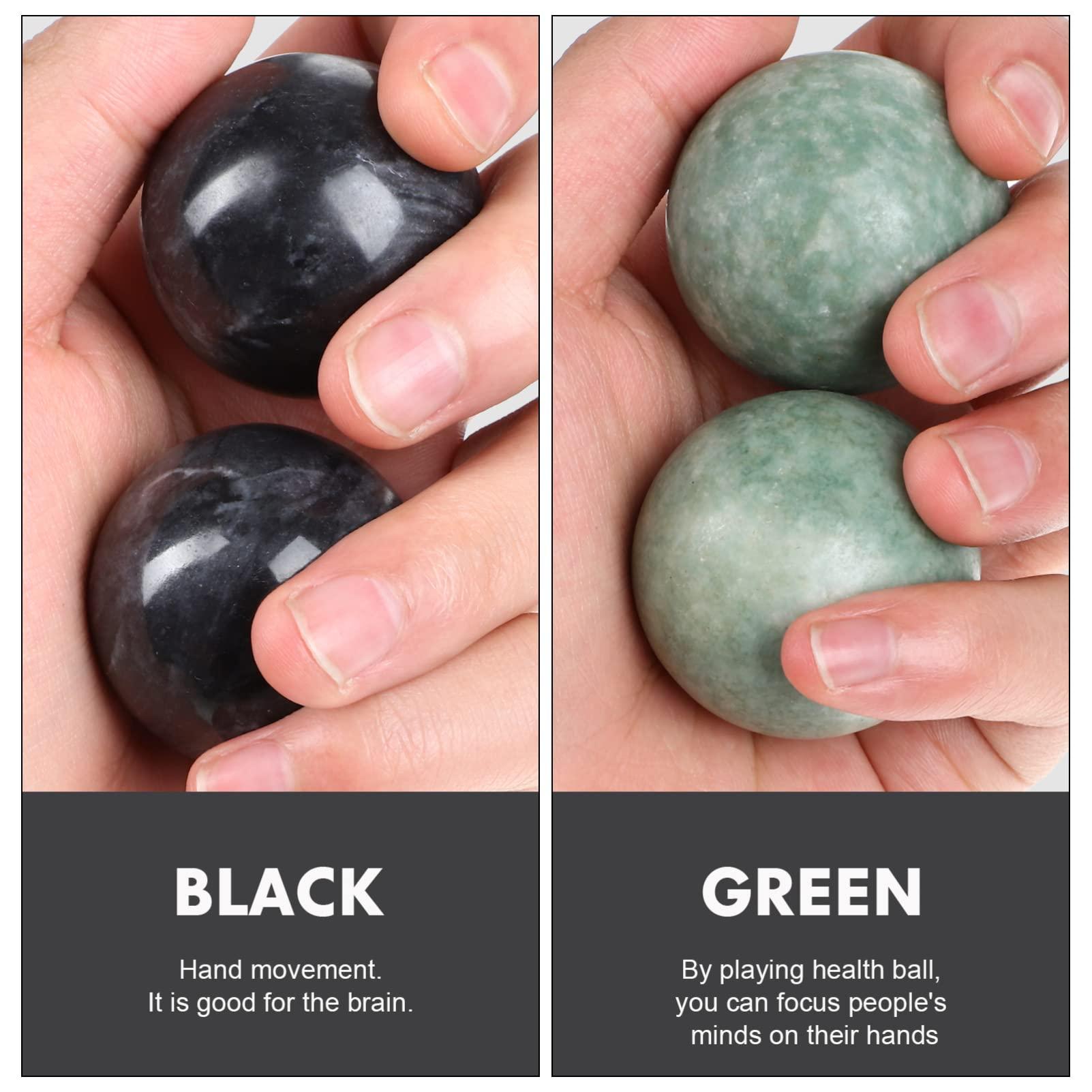 Healifty Healifty Baoding Balls Pack of 4-1.4 inch Chinese Balls for Hand, No Chime Chinese Health Exercise Massage Balls (Green,Black)