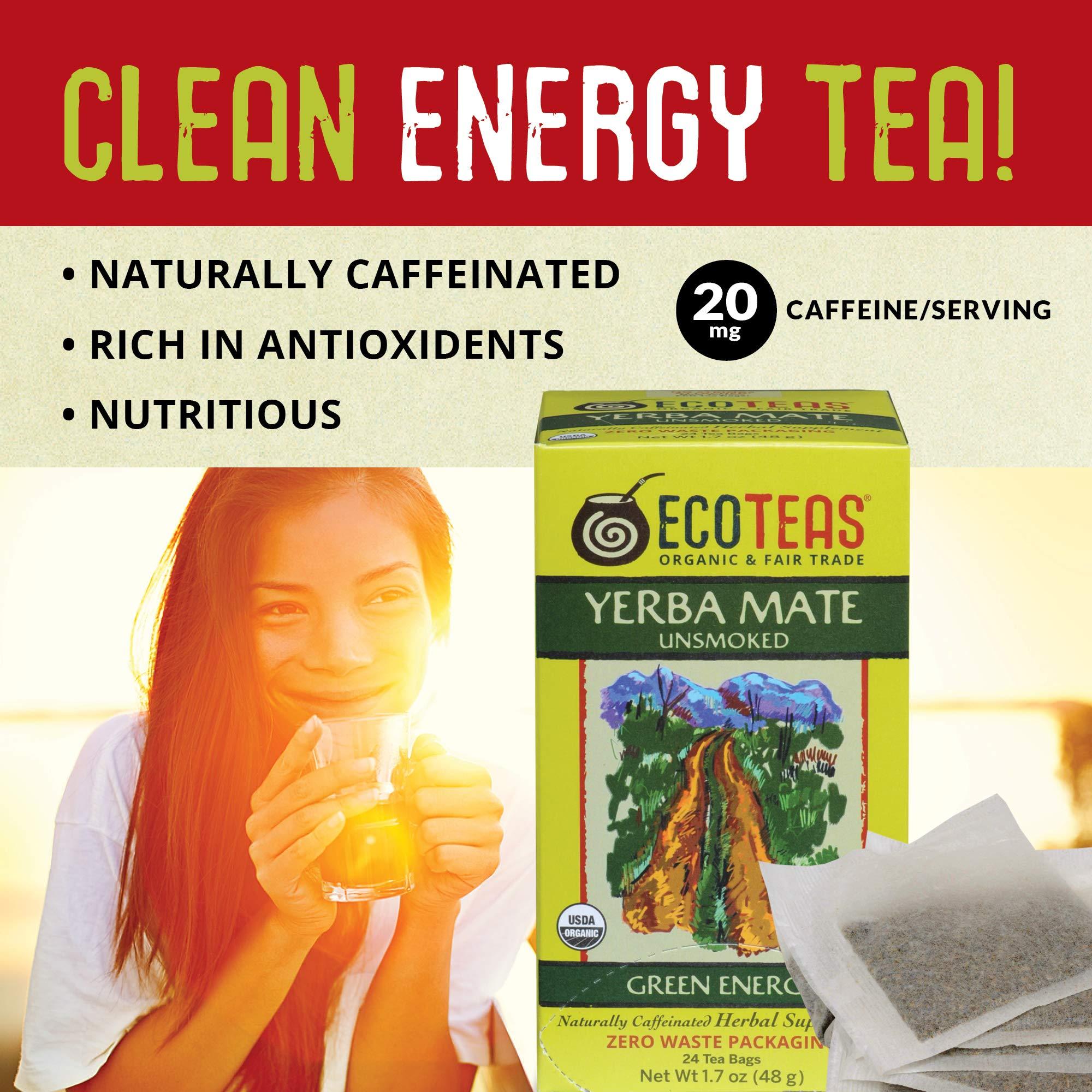 ECOTEAS ECOTEAS Organic Unsmoked Yerba Mate Tea Bags - 24 Count, 1.7 Oz - Organic Detox Tea - Hi Caf Tea - Clean Yerba Mate Energy Burst - Ecoteas Yerba Mate