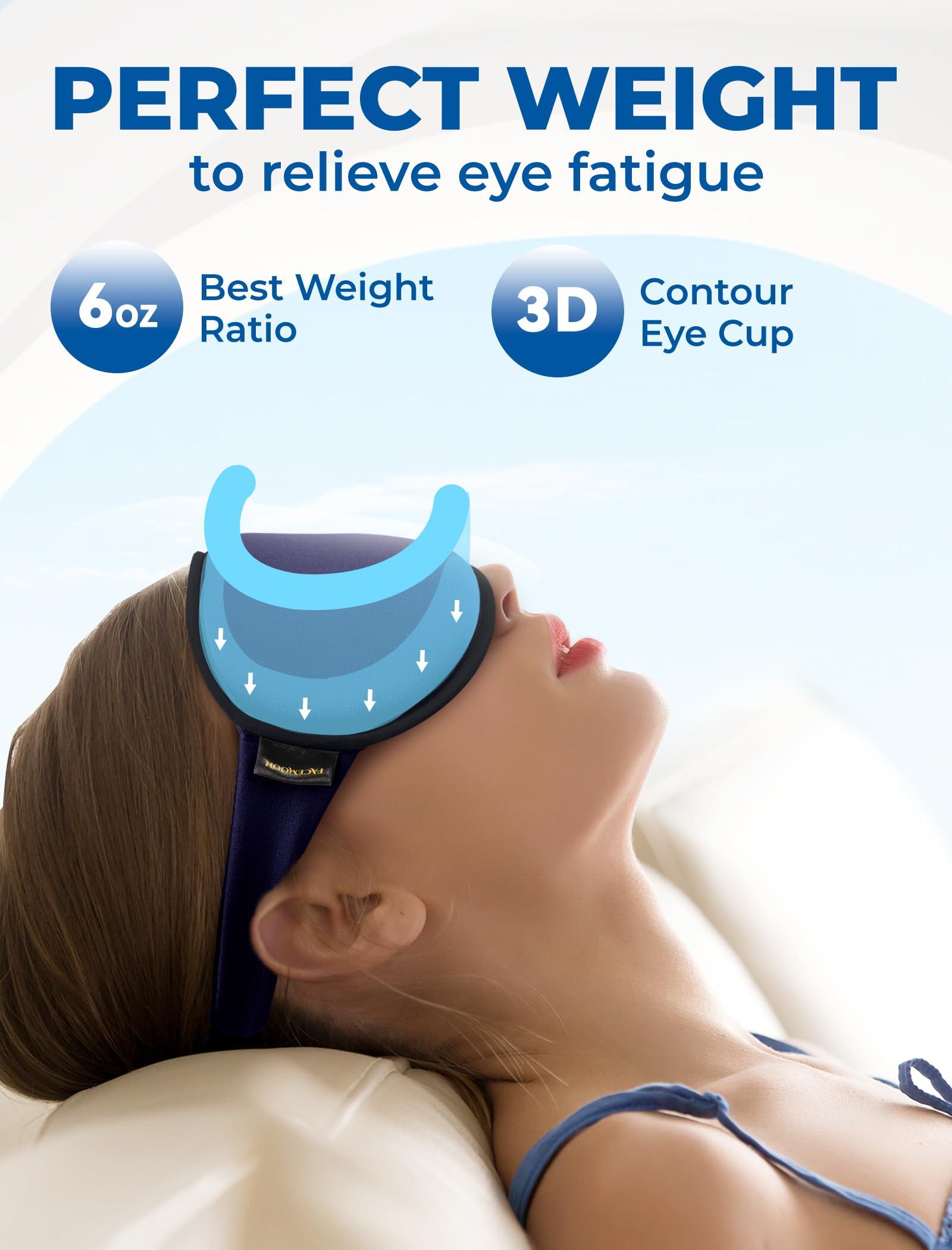 FACEMOON 3D Gel Cooling Sleep Mask Blackout-Cold Eye Mask for Eye Compress, Cooling Weighted Eye Mask for Sleeping, Zero Eye Pressure, Ice Cold Pack, Cold/Warm Compress for Migraine, Puffy Eyes, Dry Eyes-Blue