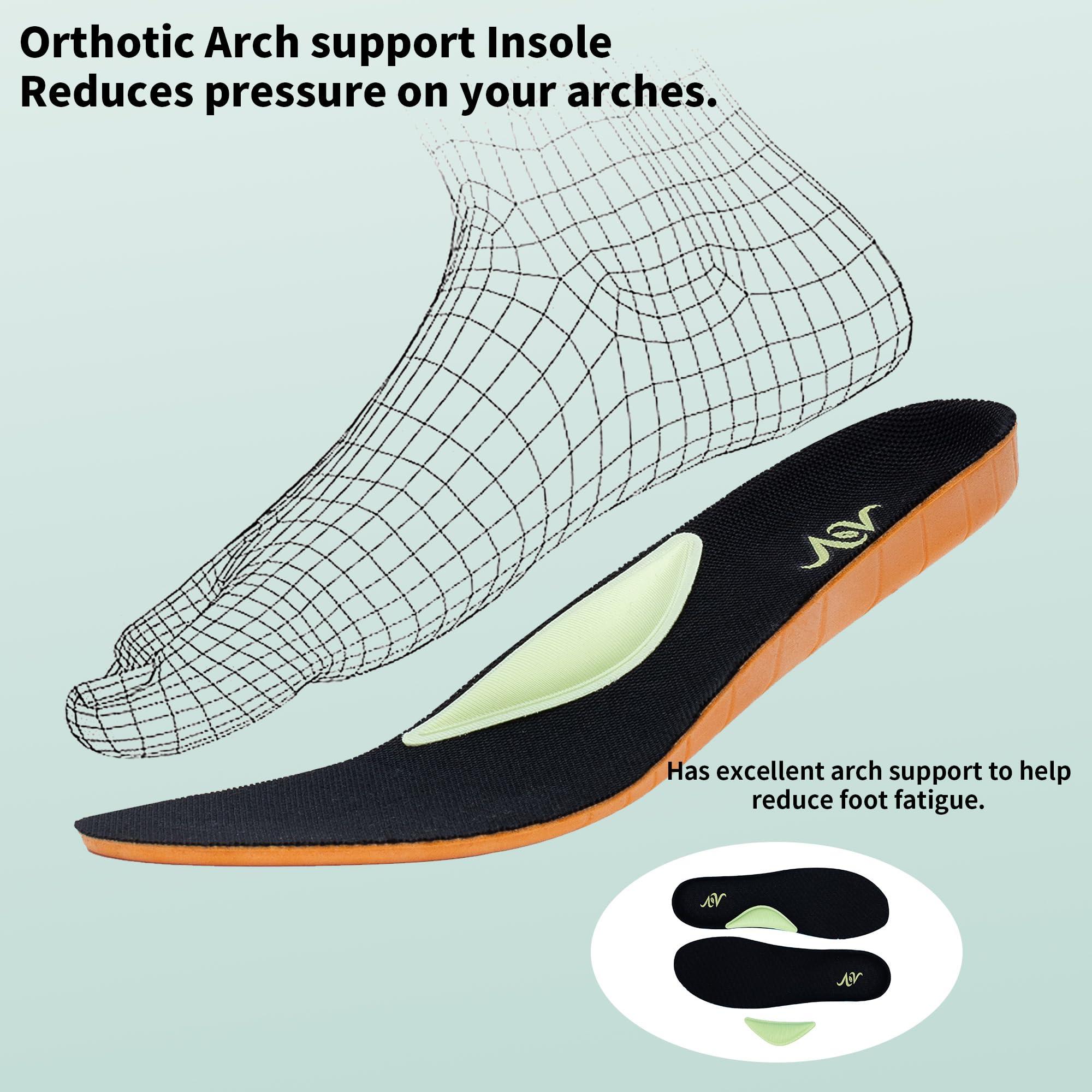 AOV AOV Women\'s Walking Shoes with Arch Support Orthotic Sneakers for Plantar Fasciitis Comfortable Non Slip Tennis Shoes BlackGray 9