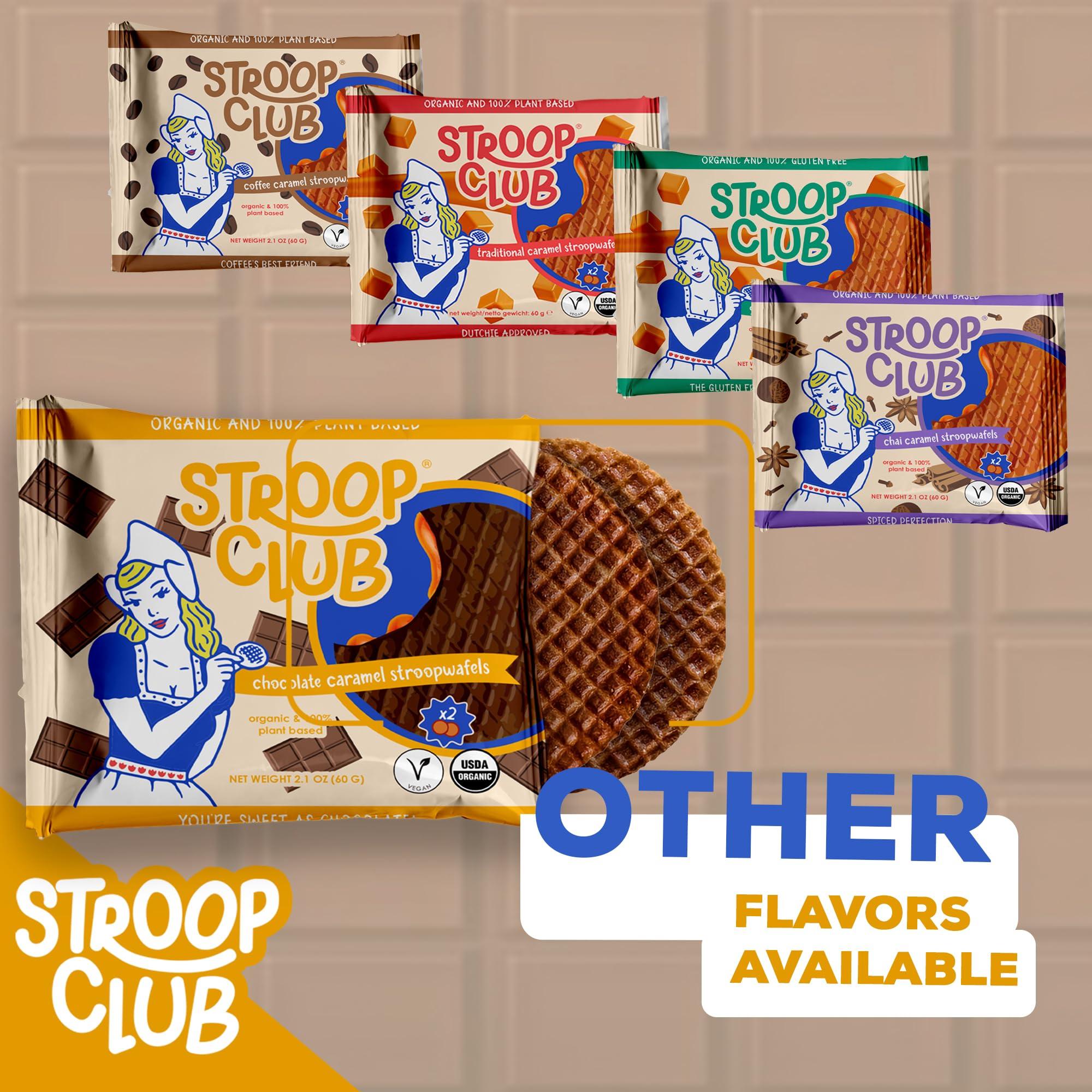 Stroop Club Stroop Club Organic Chocolate Infused Stroopwafel Caramel Treats | Vegan, Plant-Based and Dutch-Approved Indulgence - 12 Chocolate Waffle cookies (6 Pack of 2)