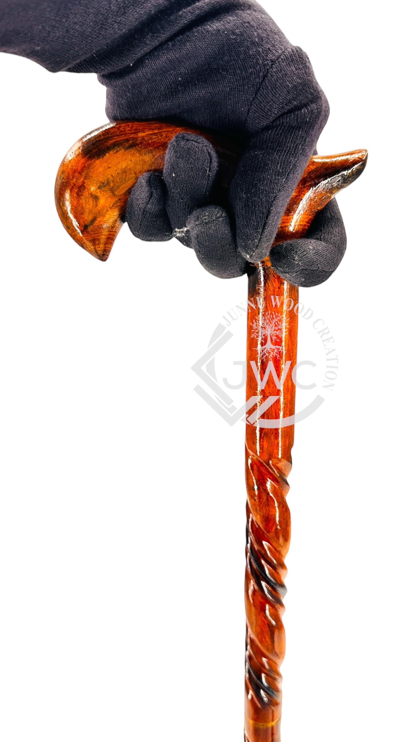 JUNNU WOOD CREATION JUNNU WOOD CREATION Walking Stick Cane Men Canes Wooden Sticks Handcrafted Best Wood for Mens and Women Senior Fancy Fold able, YELLOWISH