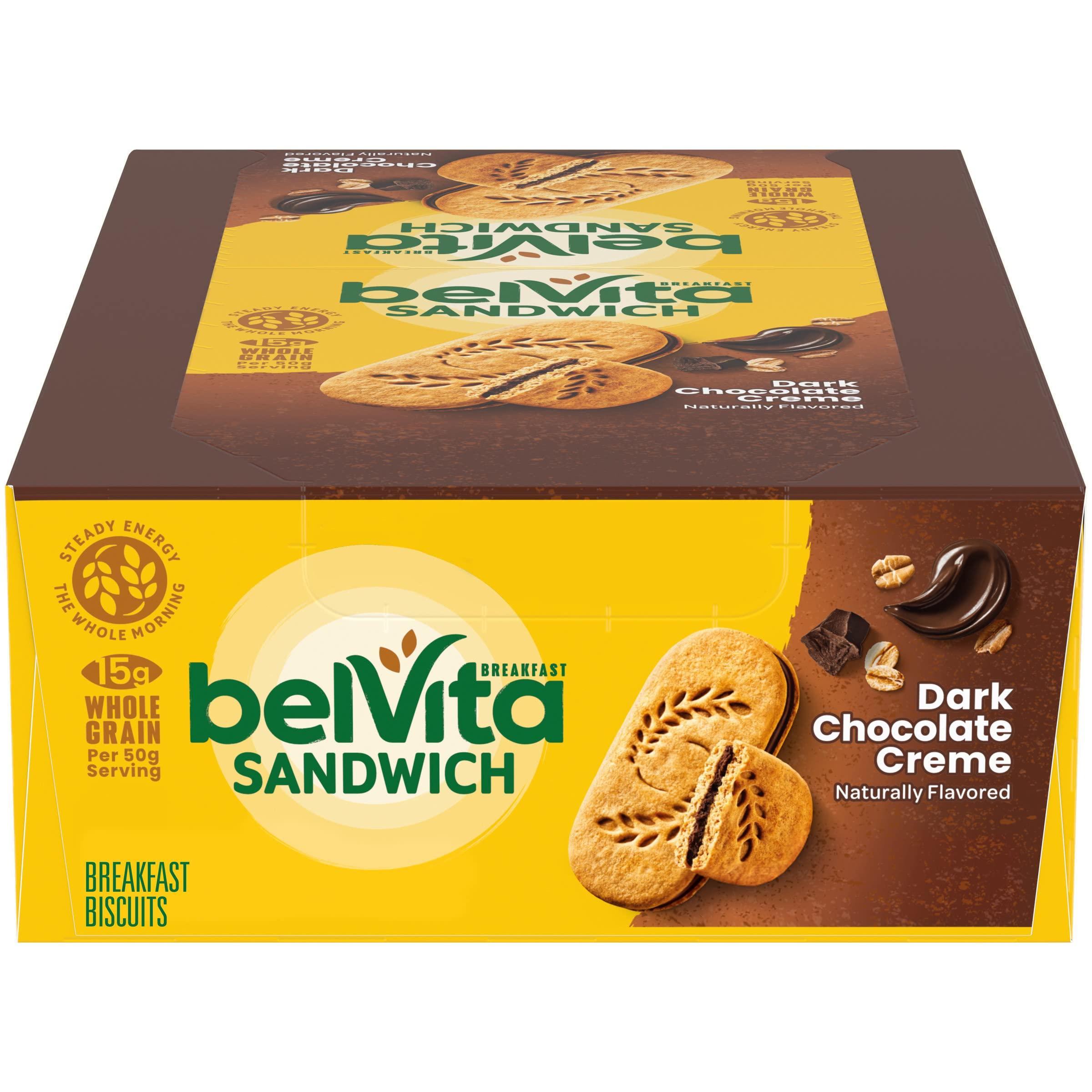 Belvita belVita Breakfast Sandwich Dark Chocolate Creme Breakfast Biscuits, 8 Packs (2 Sandwiches Per Pack)