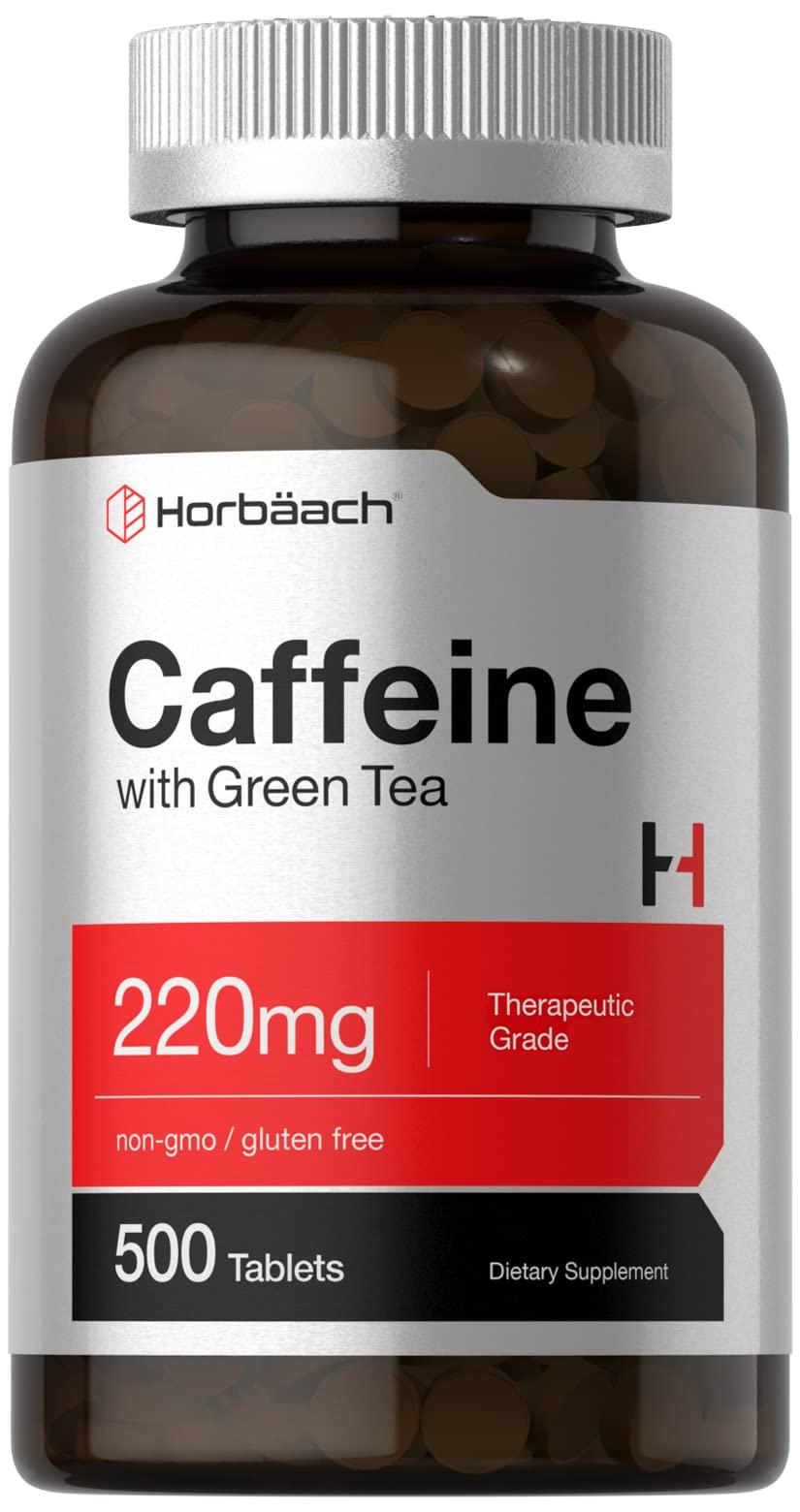 Horbäach Horbach Caffeine Pills 200mg with Green Tea | 500 Tablets | Vegetarian, Non-GMO & Gluten Free