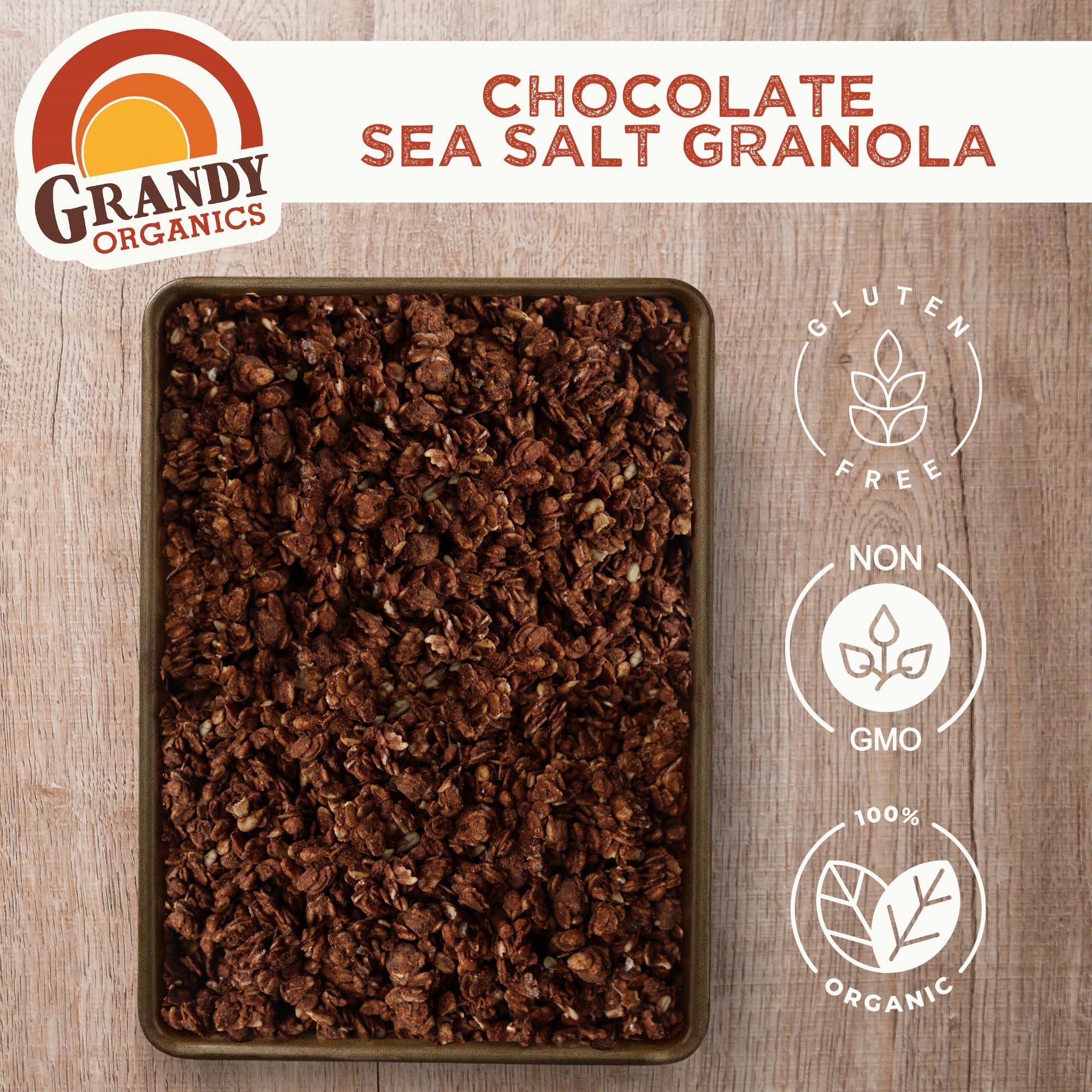 Grandy Organics Grandy Organics Dark Chocolate Sea Salt Granola, Certified Organic Granola, Gluten Free, Non-GMO, Certified Kosher, Plant Based Protein, 12oz Each, Pack of 3