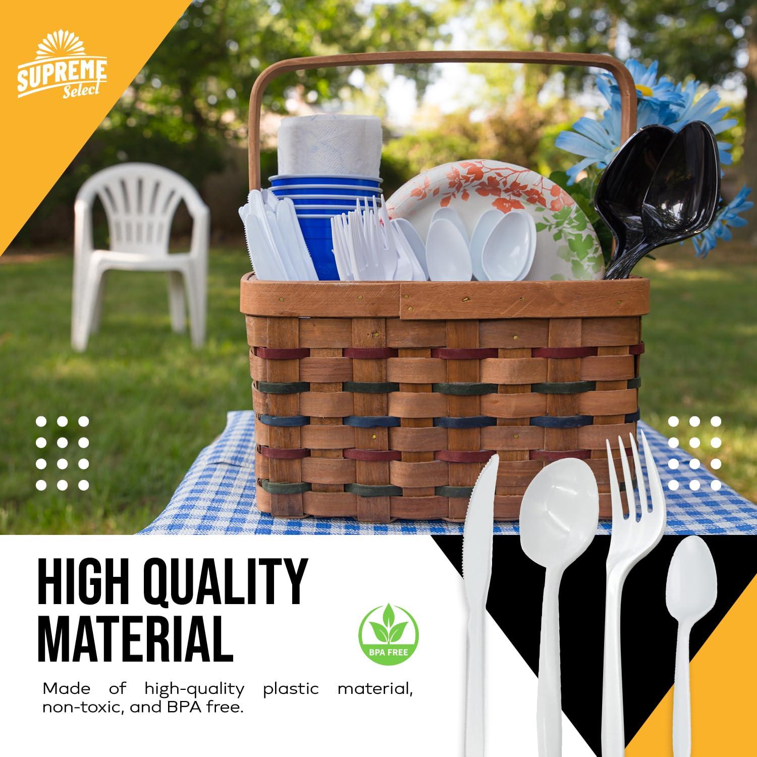 Supreme Select Supreme Select Disposable White Soup Spoon [400-Pack] Medium-Weight Disposable Plastic Cutlery - Durable and Reusable Bulk Utensils for Parties, Picnics, Takeout, Restaurant, School, Home & Office