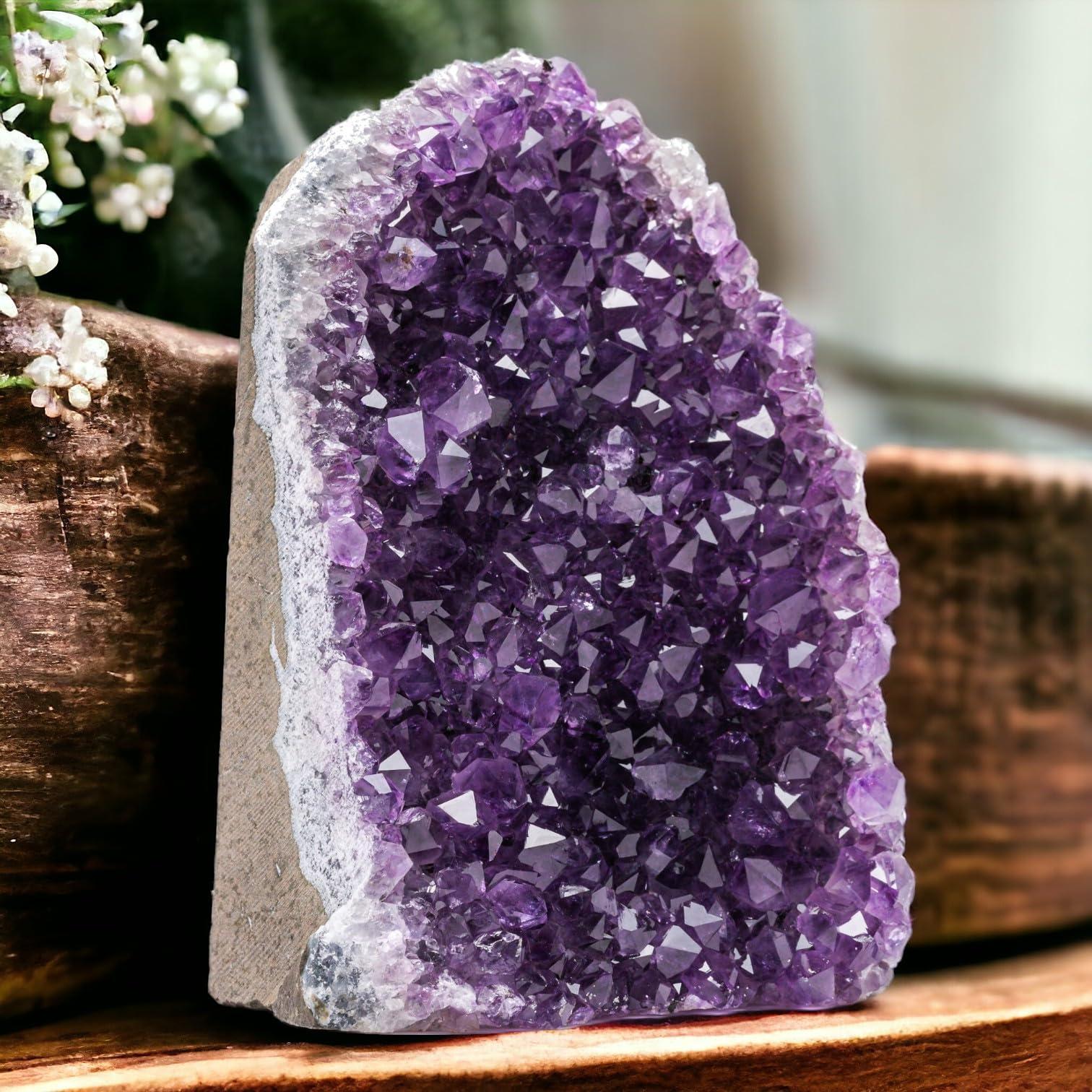 EMPORION EMPORION Large Natural Amethyst (8 lb to 10 lb) Crystal Clusters Stone from Uruguay Raw Geode Quartz - Deep Purple Color